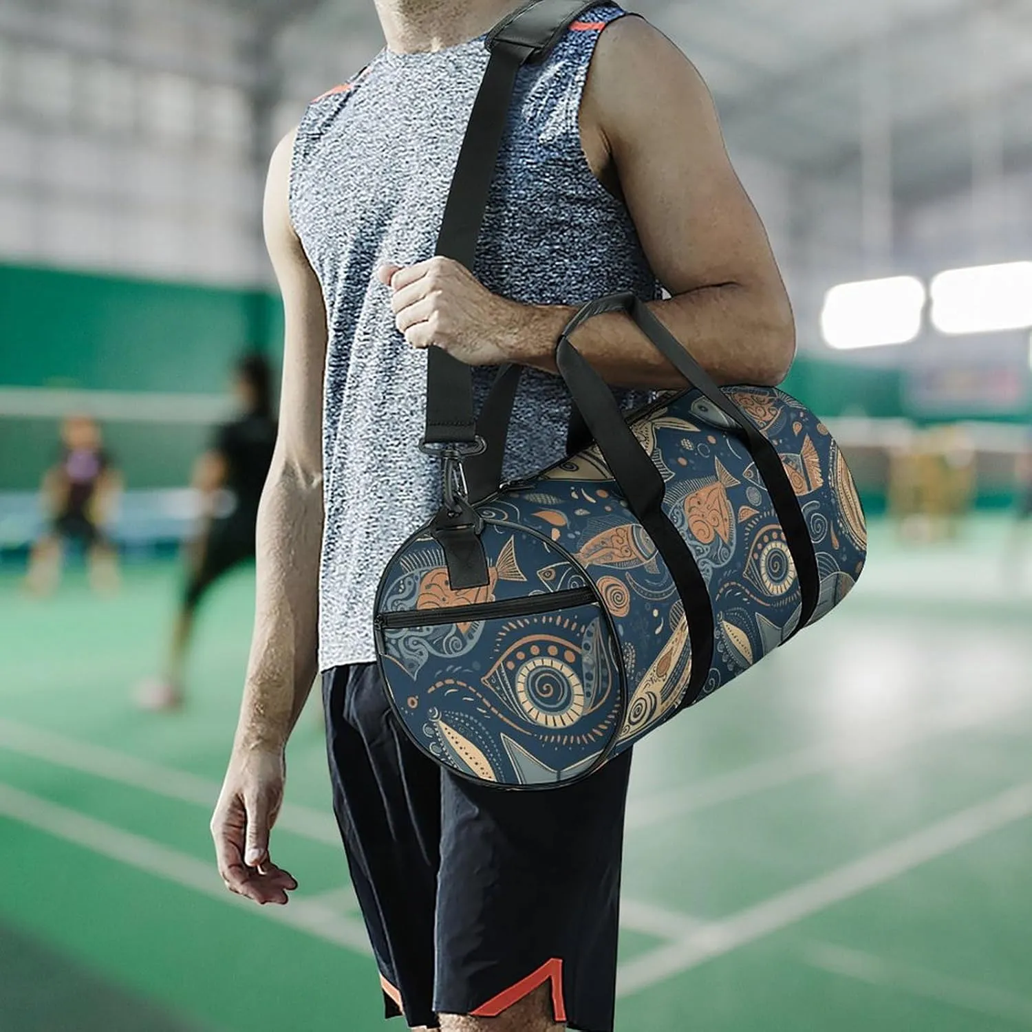 Duffel Bag for Men Women Gym Bag Different Fish Patterns Travel Duffel Bag Waterproof Overnight Bag for Sports Workout
