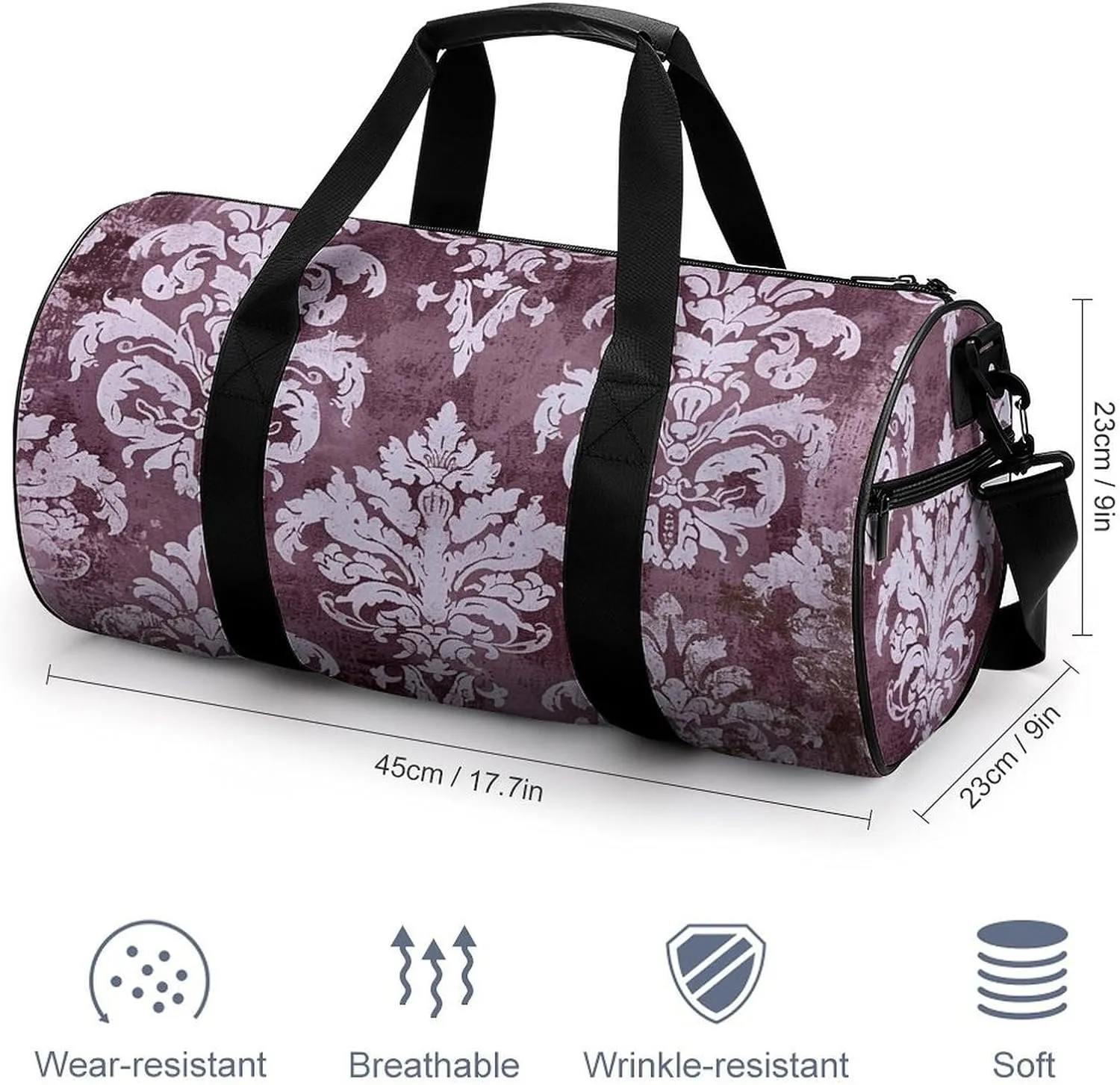 Duffel Bag for Men Women Gym Bag Distressed Surface Style Travel Duffel Bag Waterproof Overnight Bag for Sports Workout