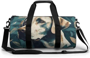 Duffel Bag for Men Women Gym Bag Dog in Leaves Travel Duffel Bag Waterproof Overnight Bag for Sports Workout