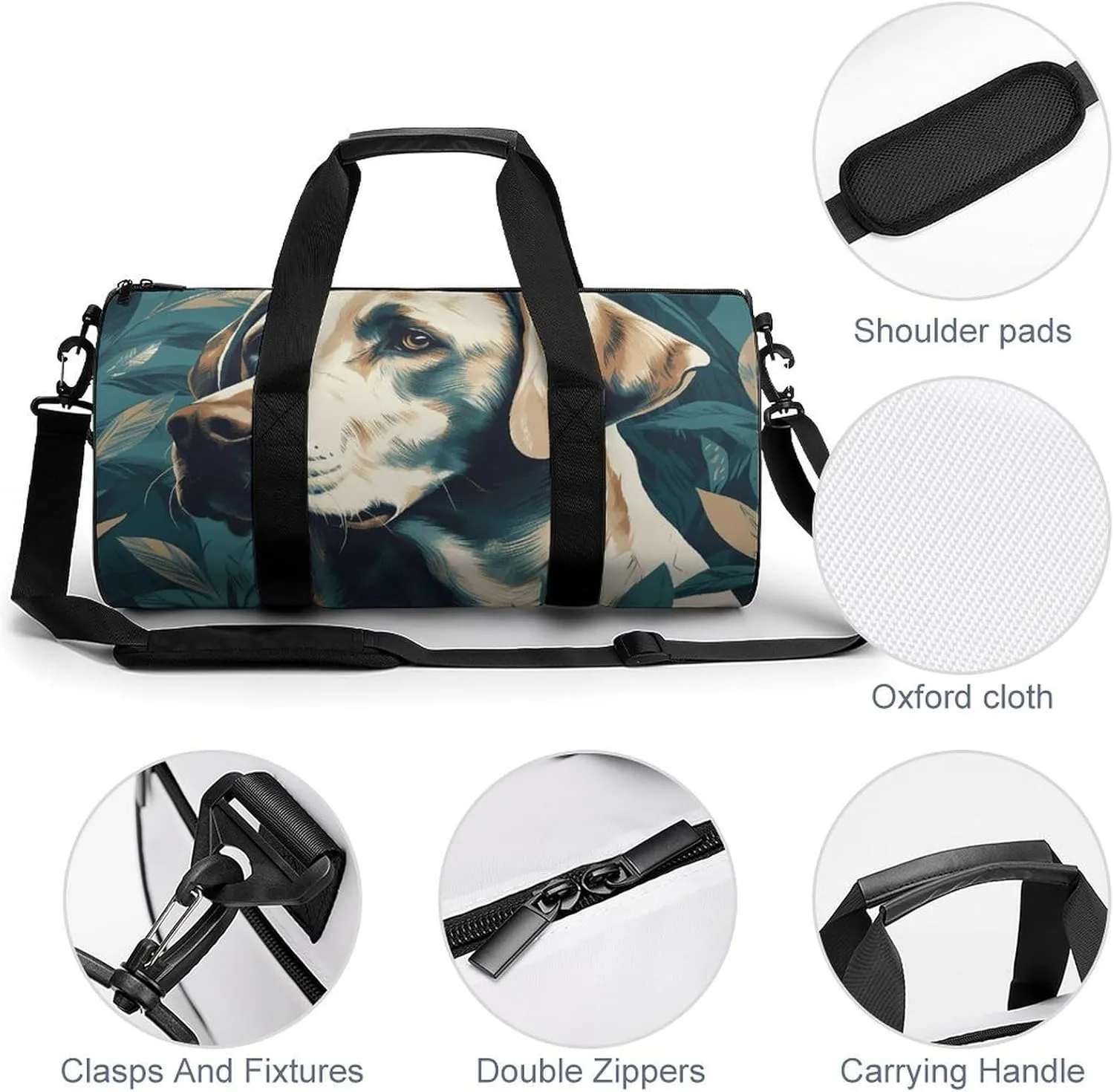 Duffel Bag for Men Women Gym Bag Dog in Leaves Travel Duffel Bag Waterproof Overnight Bag for Sports Workout