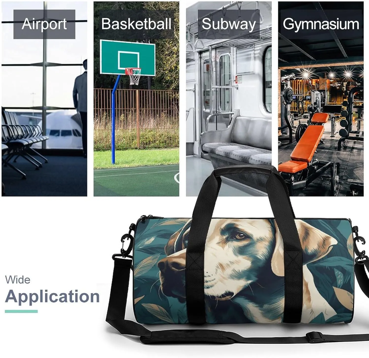 Duffel Bag for Men Women Gym Bag Dog in Leaves Travel Duffel Bag Waterproof Overnight Bag for Sports Workout