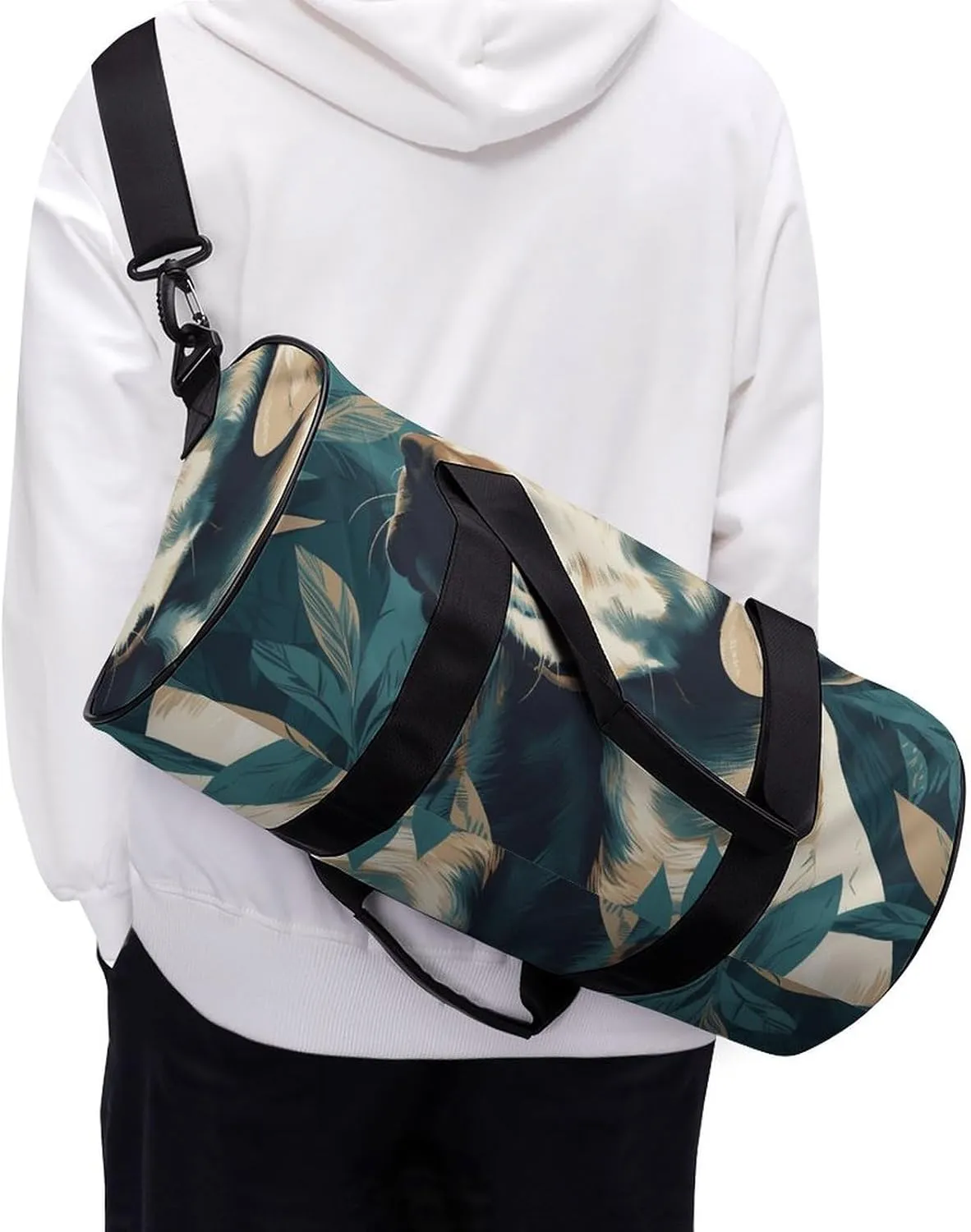 Duffel Bag for Men Women Gym Bag Dog in Leaves Travel Duffel Bag Waterproof Overnight Bag for Sports Workout