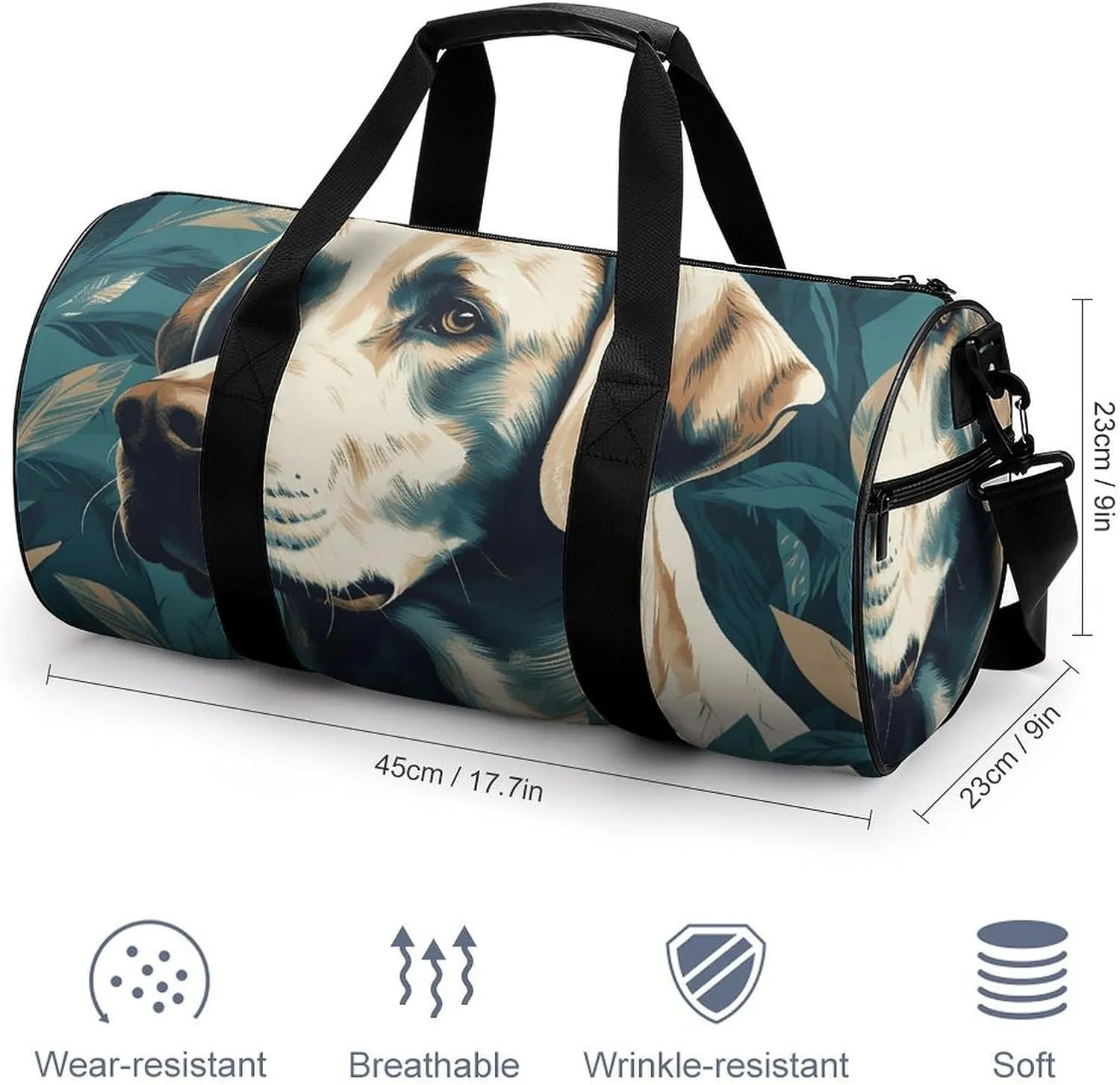 Duffel Bag for Men Women Gym Bag Dog in Leaves Travel Duffel Bag Waterproof Overnight Bag for Sports Workout