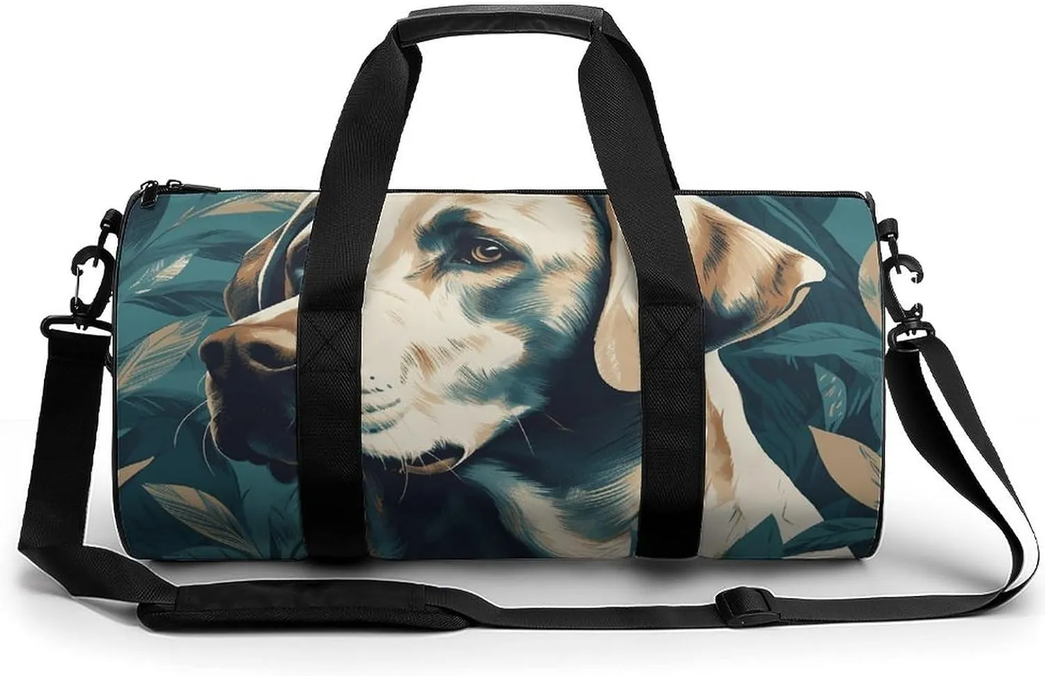 Duffel Bag for Men Women Gym Bag Dog in Leaves Travel Duffel Bag Waterproof Overnight Bag for Sports Workout