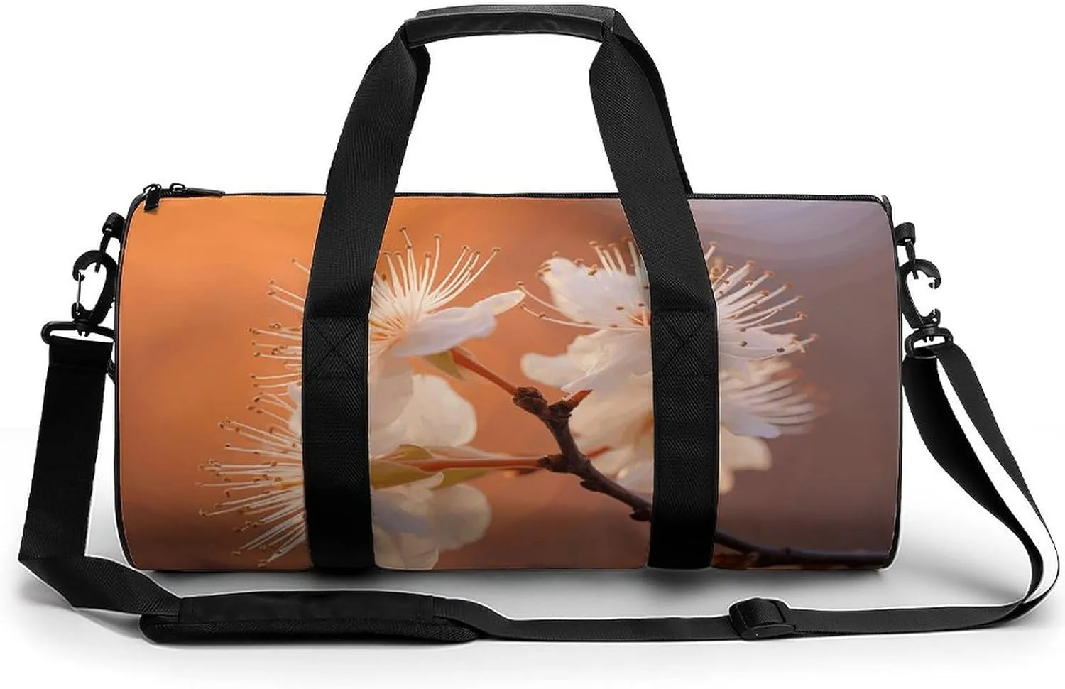 Duffel Bag for Men Women Gym Bag Flowers Under Orange Light Travel Duffel Bag Waterproof Overnight Bag for Sports Workout