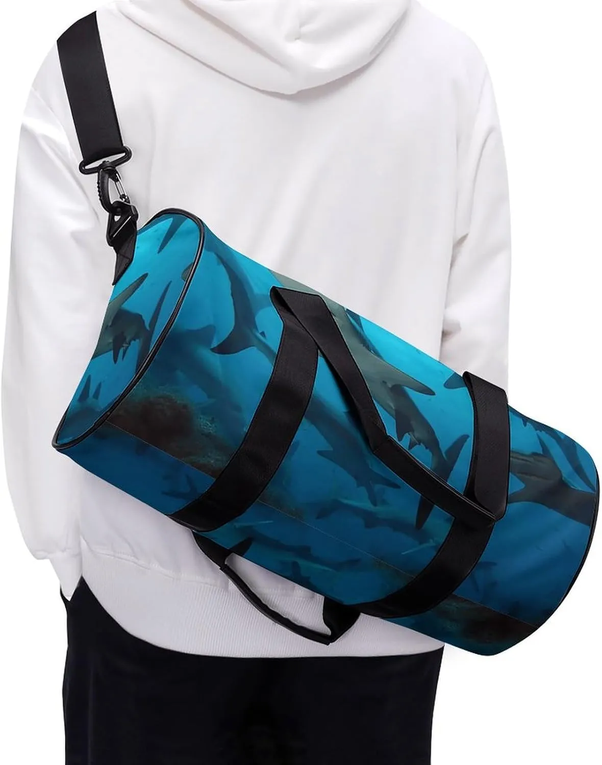Duffel Bag for Men Women Gym Bag Hammerhead Sharks Travel Duffel Bag Waterproof Overnight Bag for Sports Workout