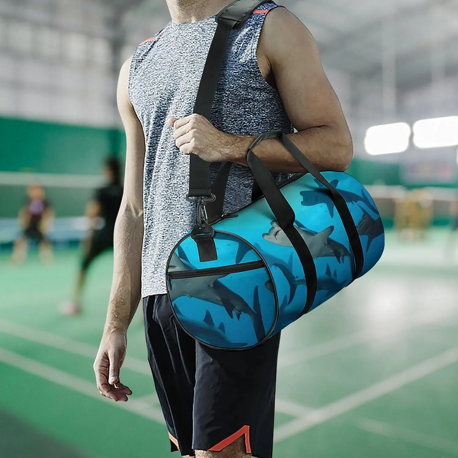 Duffel Bag for Men Women Gym Bag Hammerhead Sharks Travel Duffel Bag Waterproof Overnight Bag for Sports Workout