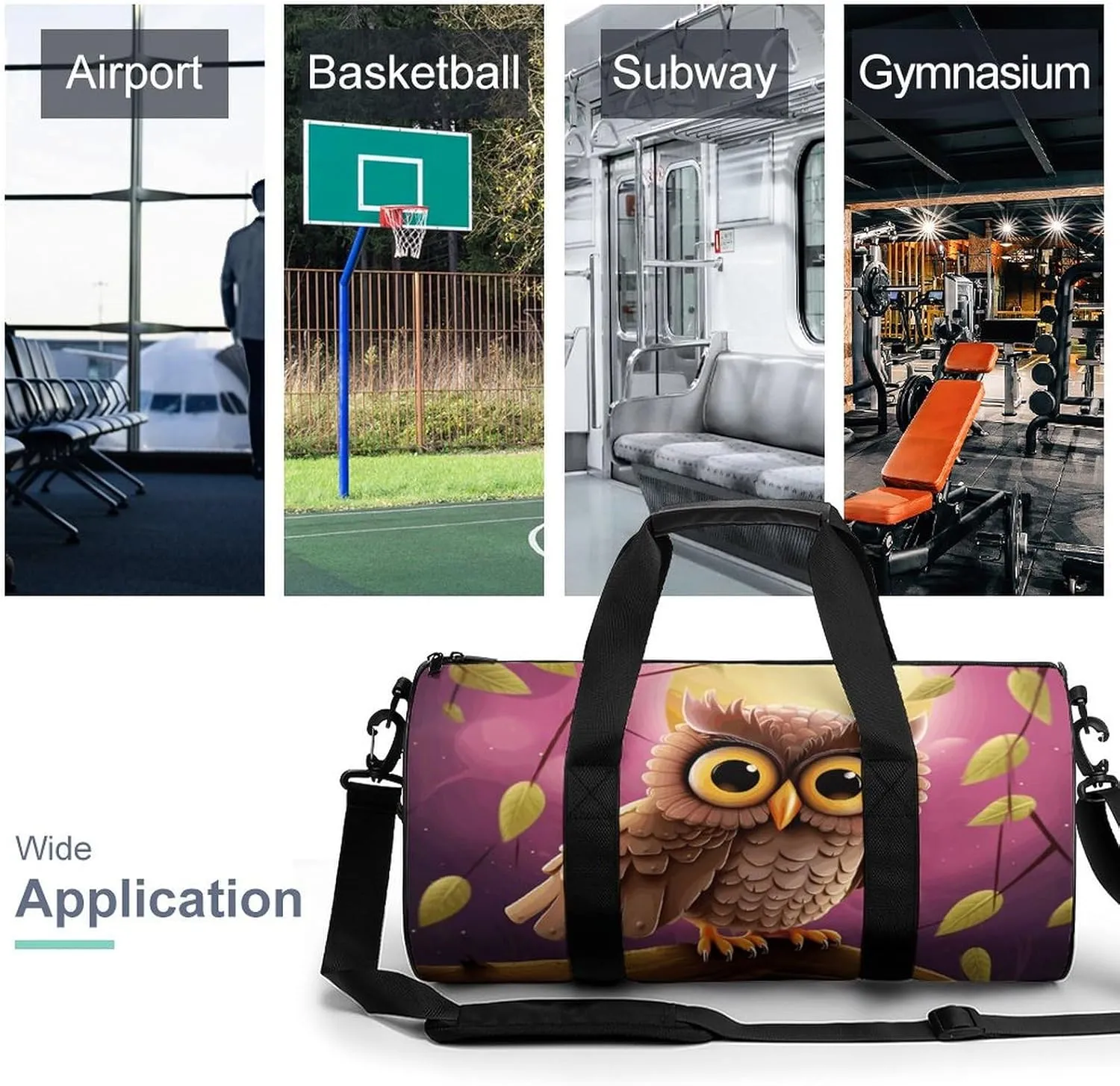 Duffel Bag for Men Women Gym Bag Owl Travel Duffel Bag Waterproof Overnight Bag for Sports Workout