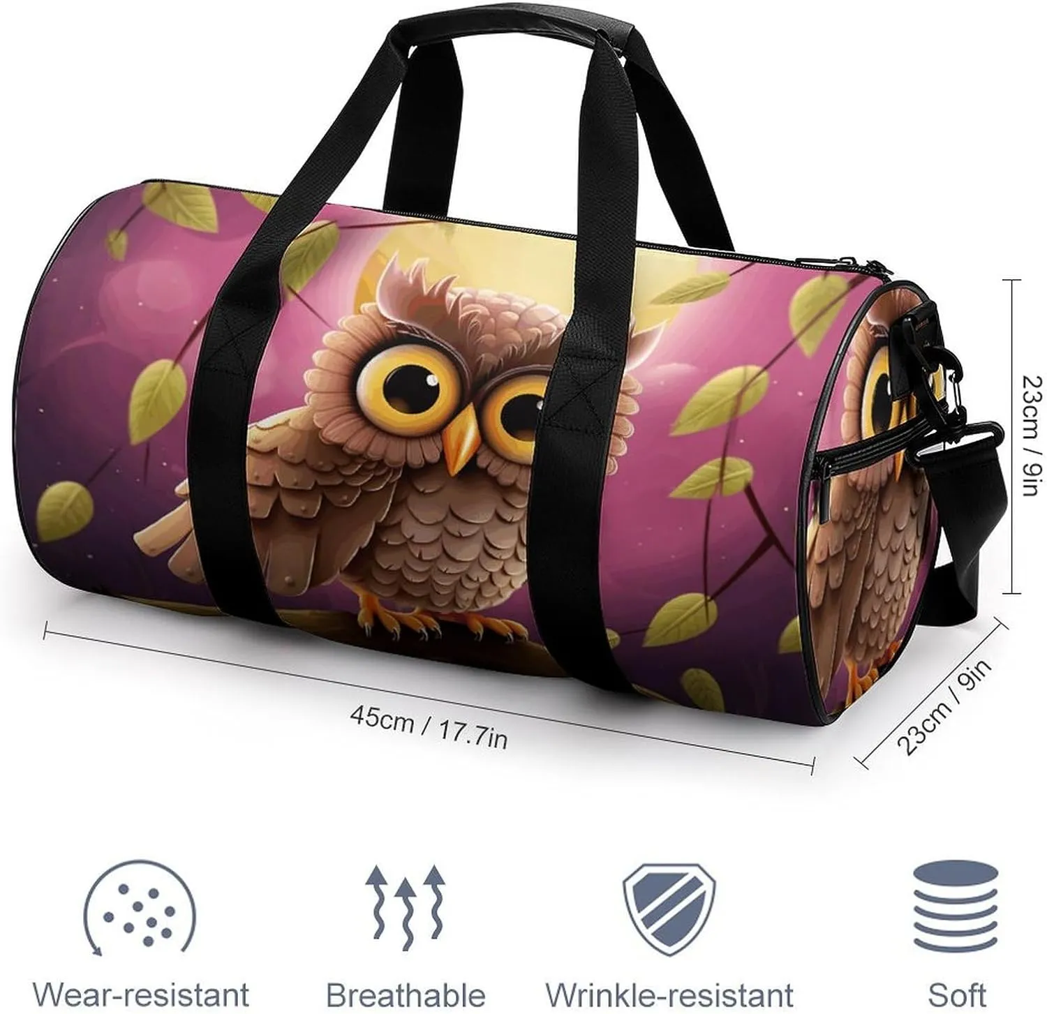 Duffel Bag for Men Women Gym Bag Owl Travel Duffel Bag Waterproof Overnight Bag for Sports Workout