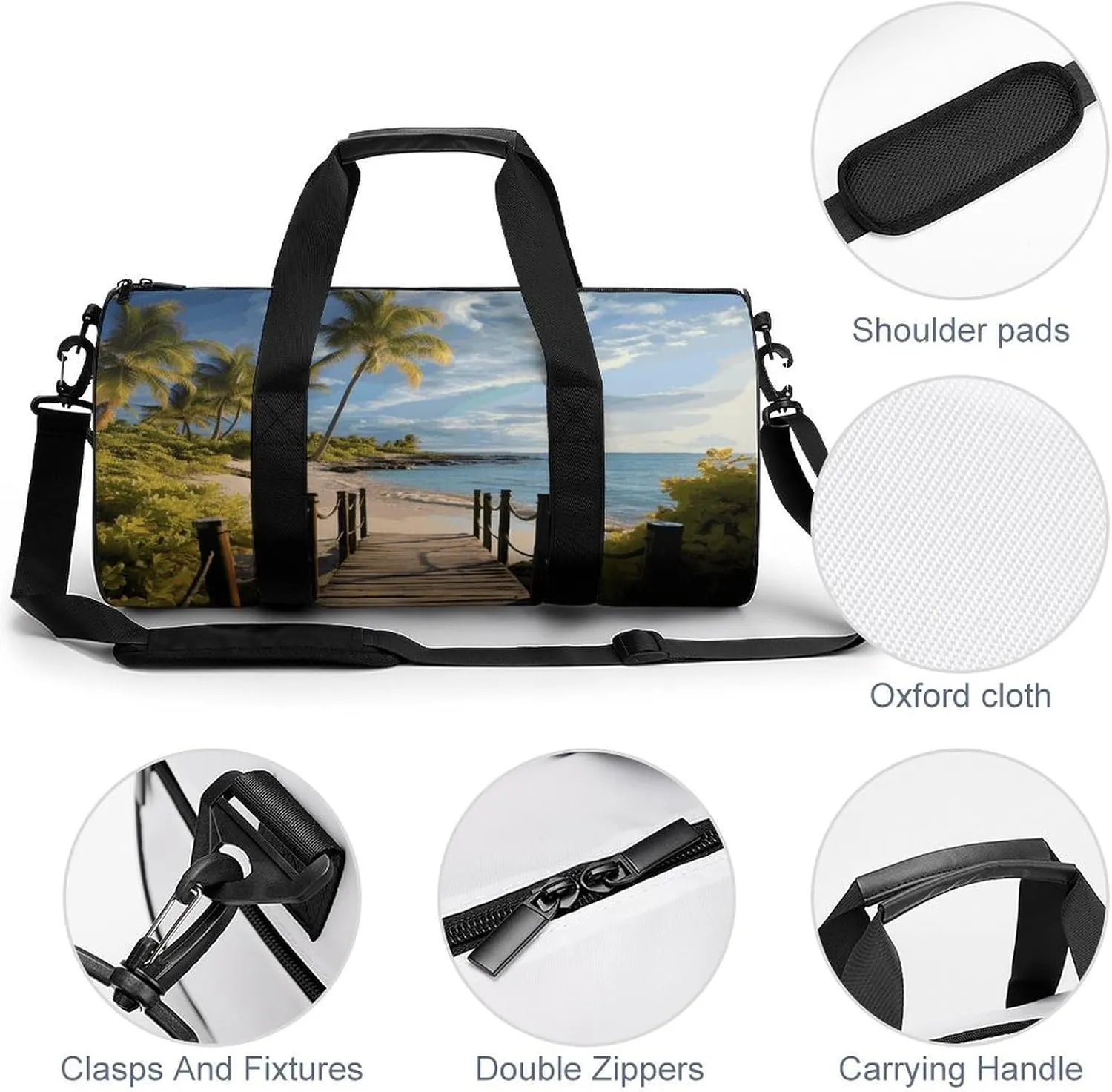 Duffel Bag for Men Women Gym Bag Palm Trees Beach Sea Ocean Travel Duffel Bag Waterproof Overnight Bag for Sports Workout