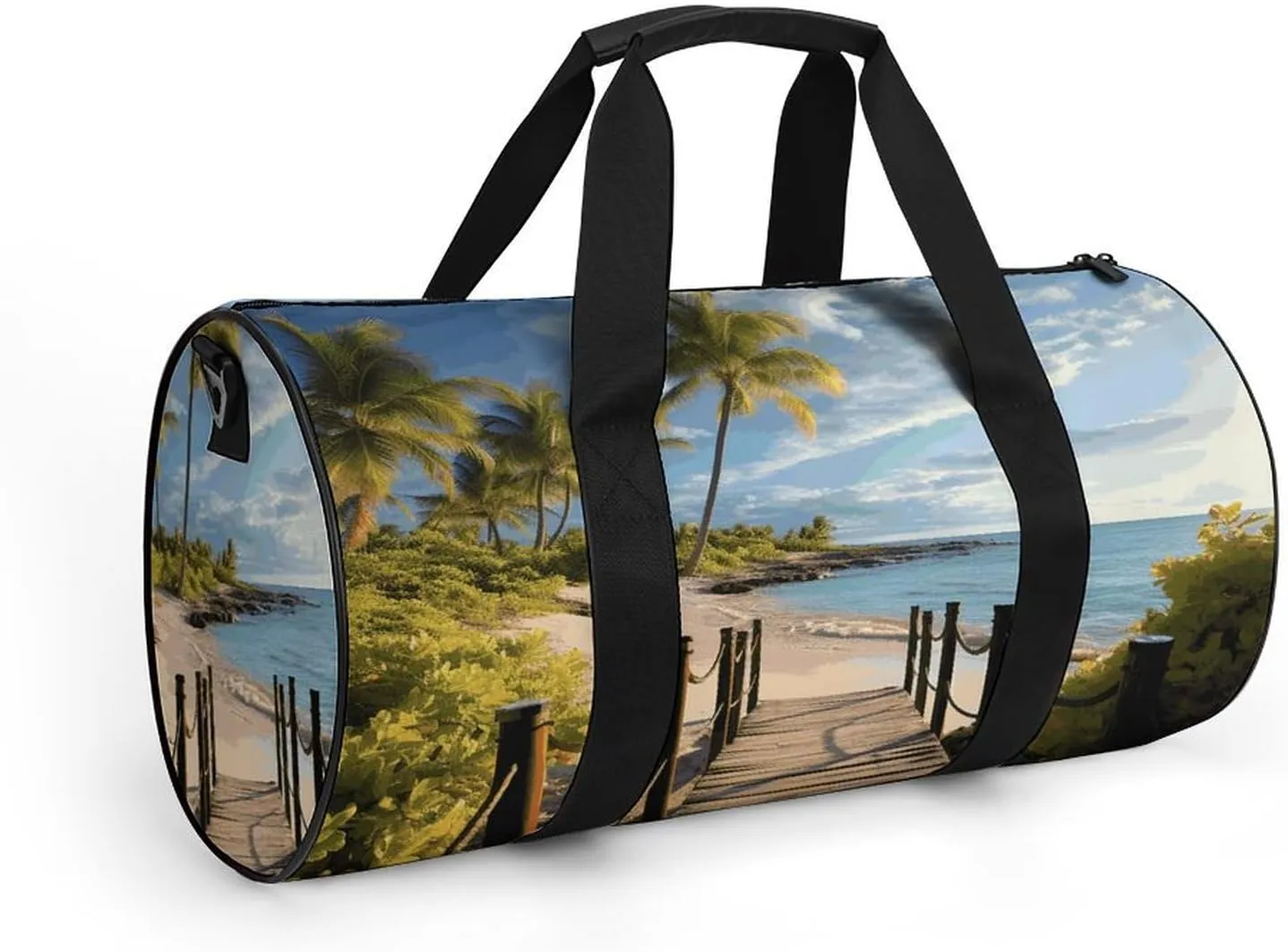 Duffel Bag for Men Women Gym Bag Palm Trees Beach Sea Ocean Travel Duffel Bag Waterproof Overnight Bag for Sports Workout