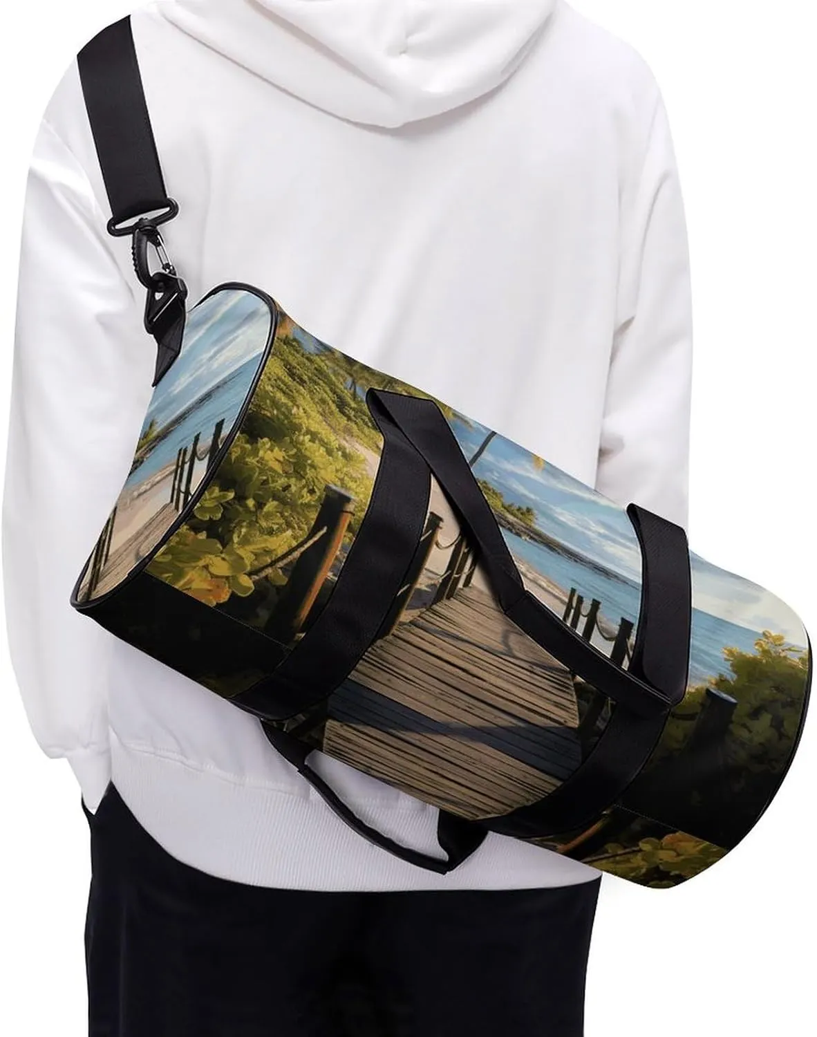 Duffel Bag for Men Women Gym Bag Palm Trees Beach Sea Ocean Travel Duffel Bag Waterproof Overnight Bag for Sports Workout