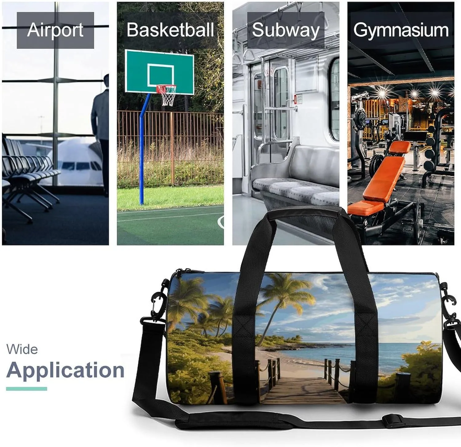 Duffel Bag for Men Women Gym Bag Palm Trees Beach Sea Ocean Travel Duffel Bag Waterproof Overnight Bag for Sports Workout