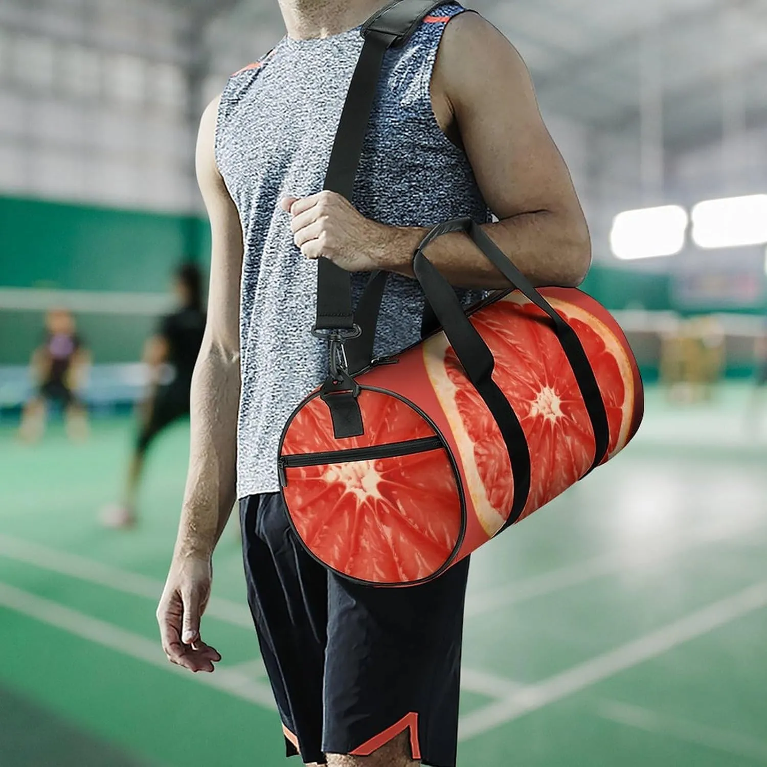 Duffel Bag for Men Women Gym Bag Pink Ripe Grapefruit Slice Travel Duffel Bag Waterproof Overnight Bag for Sports Workout