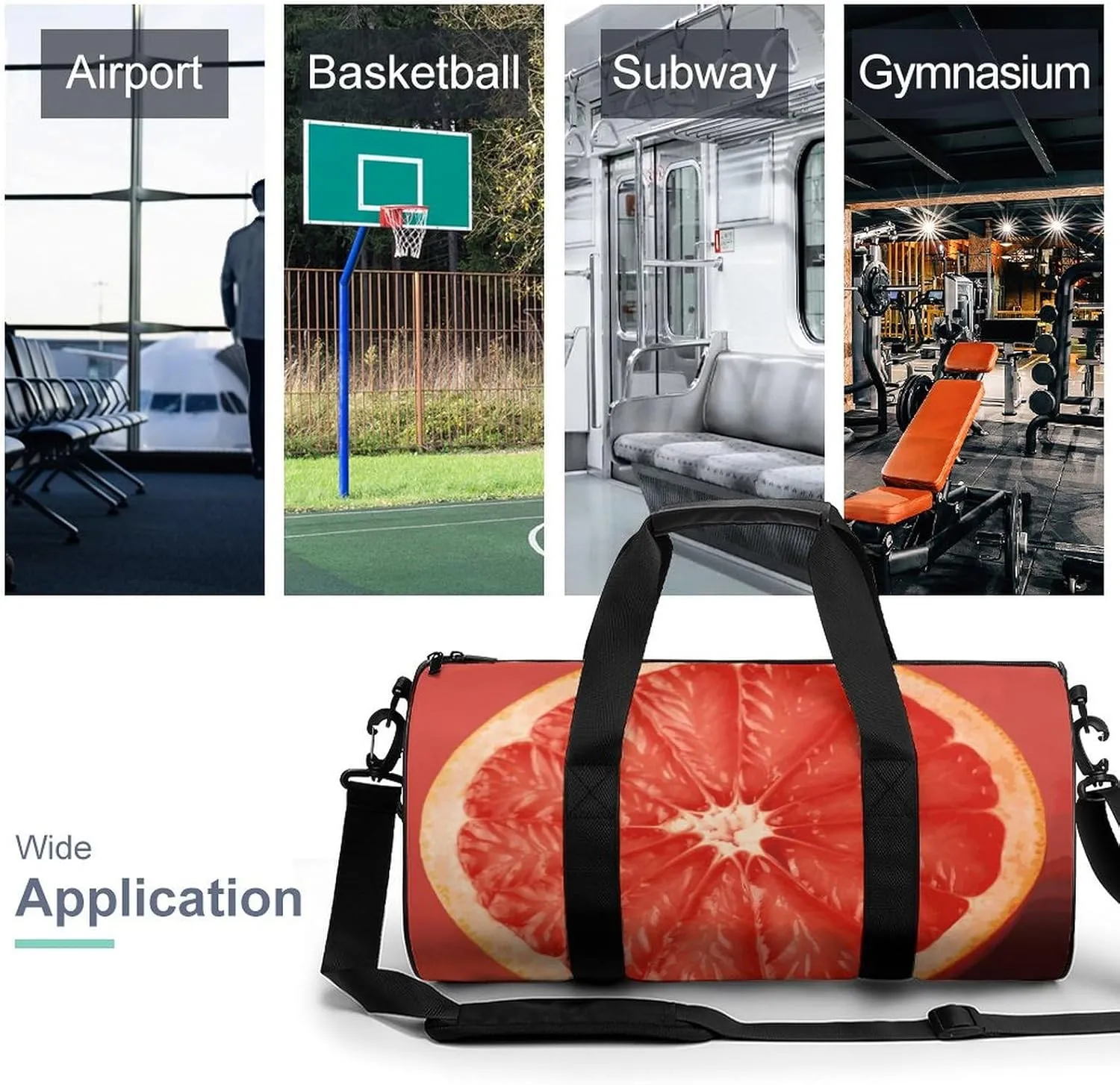 Duffel Bag for Men Women Gym Bag Pink Ripe Grapefruit Slice Travel Duffel Bag Waterproof Overnight Bag for Sports Workout
