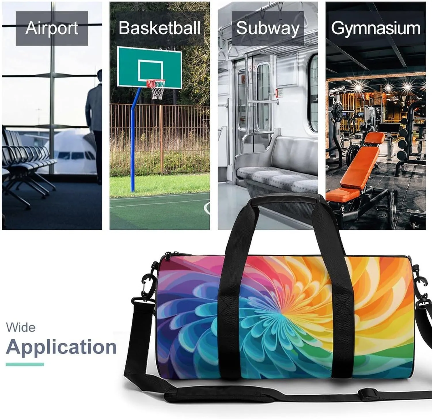 Duffel Bag for Men Women Gym Bag Rainbow Dynamic Travel Duffel Bag Waterproof Overnight Bag for Sports Workout