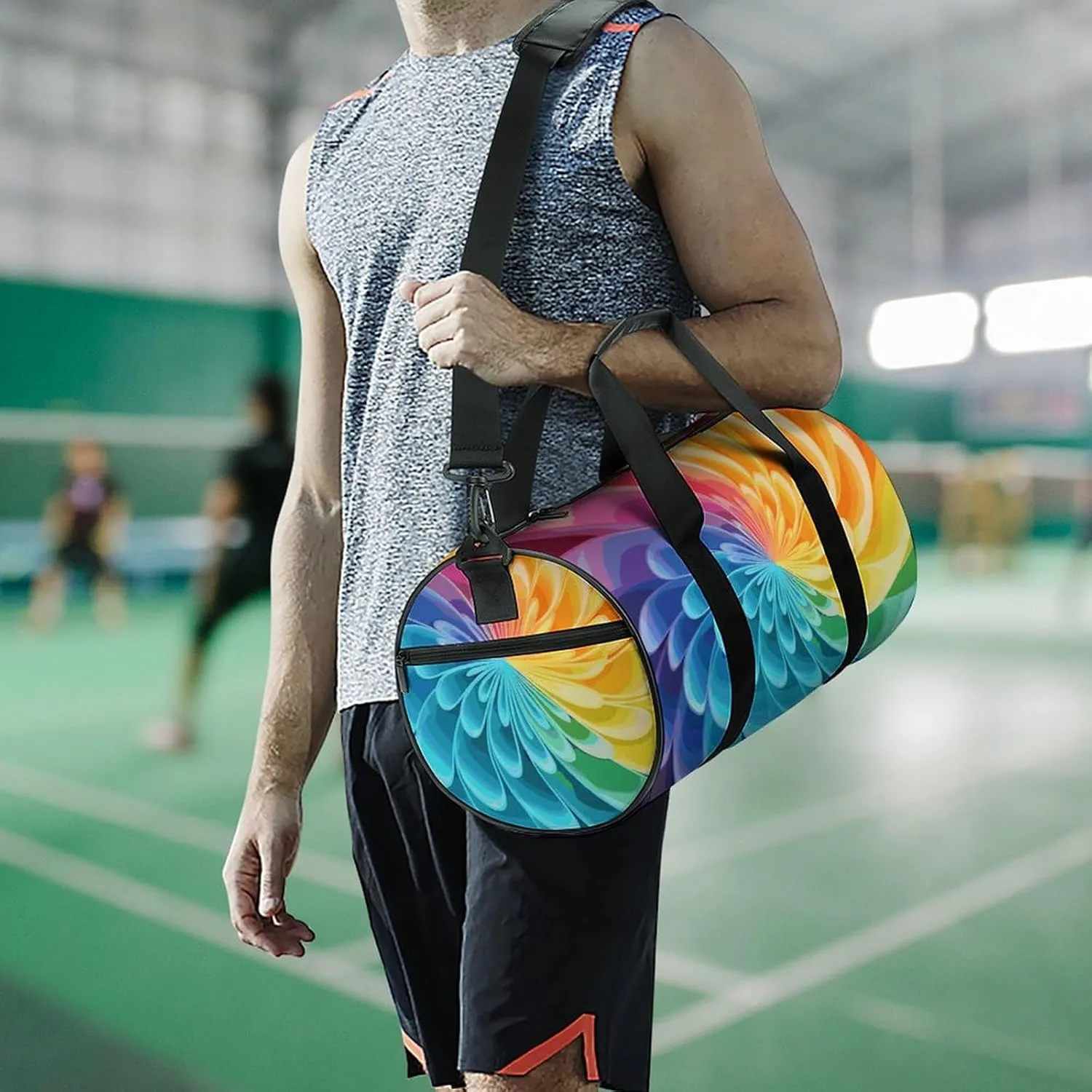 Duffel Bag for Men Women Gym Bag Rainbow Dynamic Travel Duffel Bag Waterproof Overnight Bag for Sports Workout