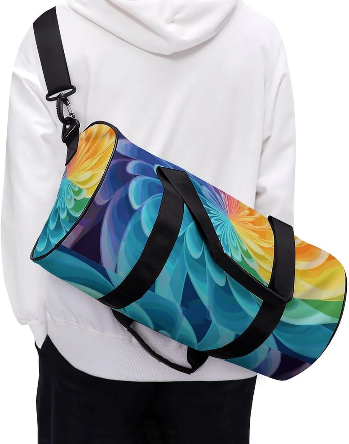 Duffel Bag for Men Women Gym Bag Rainbow Dynamic Travel Duffel Bag Waterproof Overnight Bag for Sports Workout