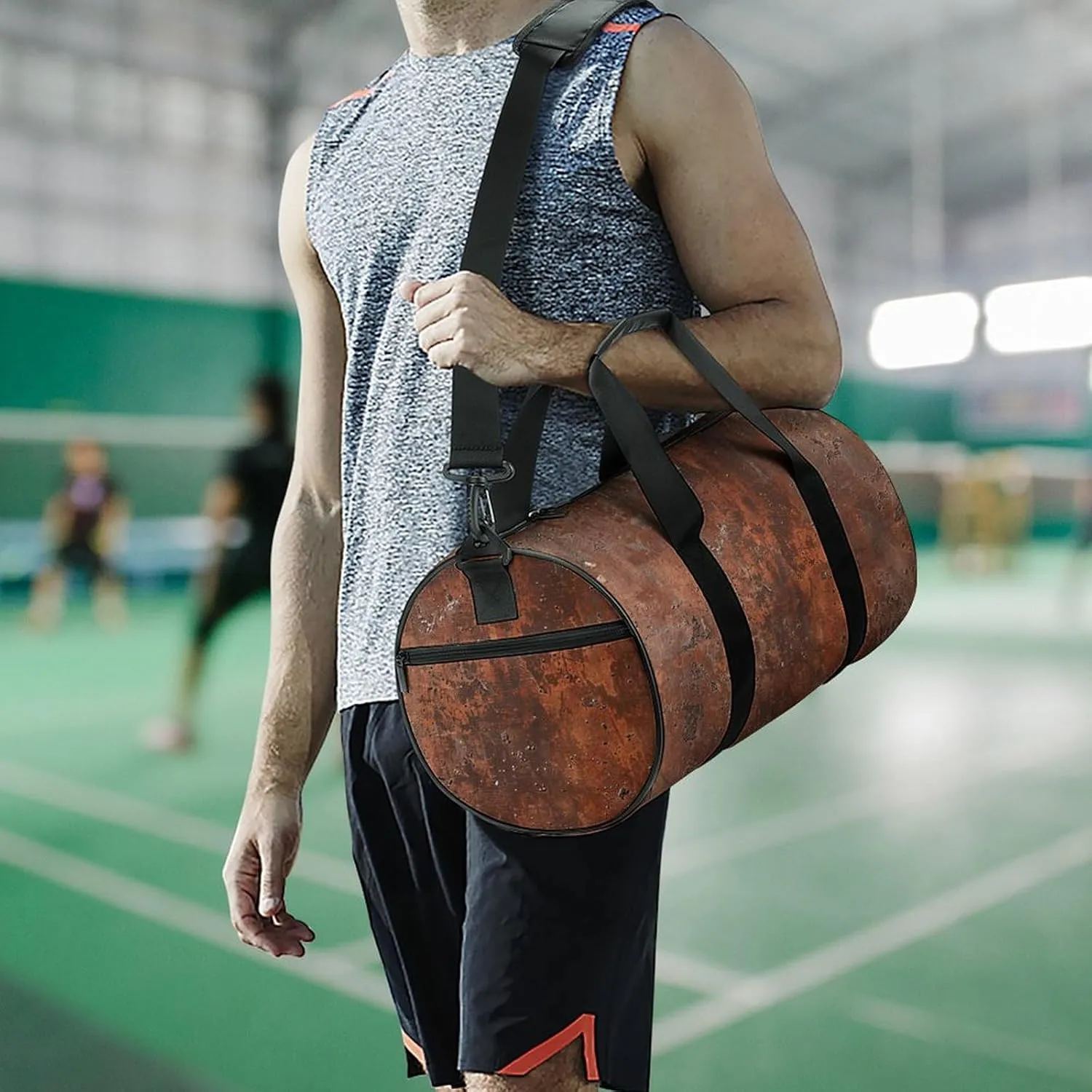 Duffel Bag for Men Women Gym Bag Rusty Metal Texture Travel Duffel Bag Waterproof Overnight Bag for Sports Workout
