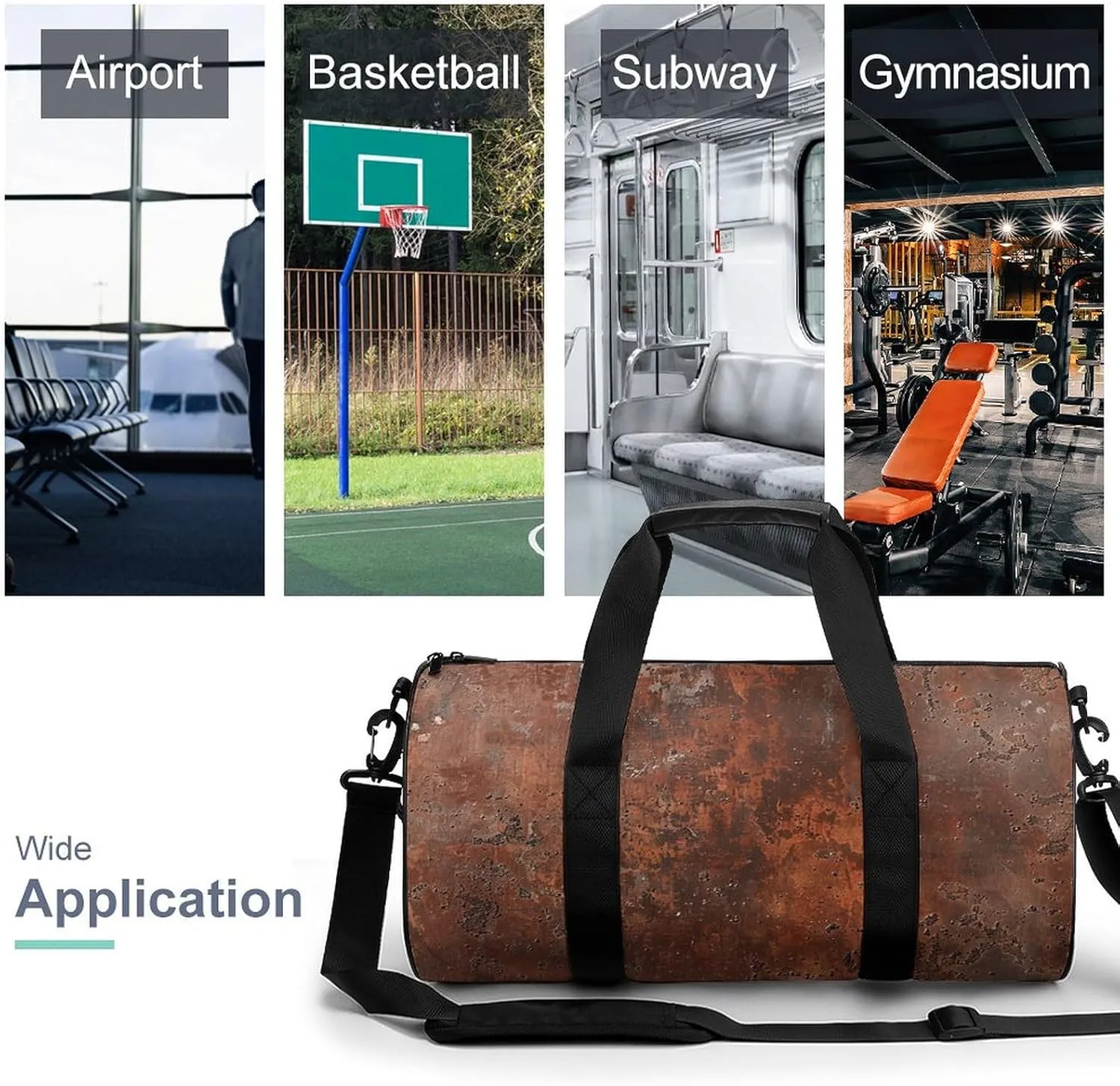 Duffel Bag for Men Women Gym Bag Rusty Metal Texture Travel Duffel Bag Waterproof Overnight Bag for Sports Workout