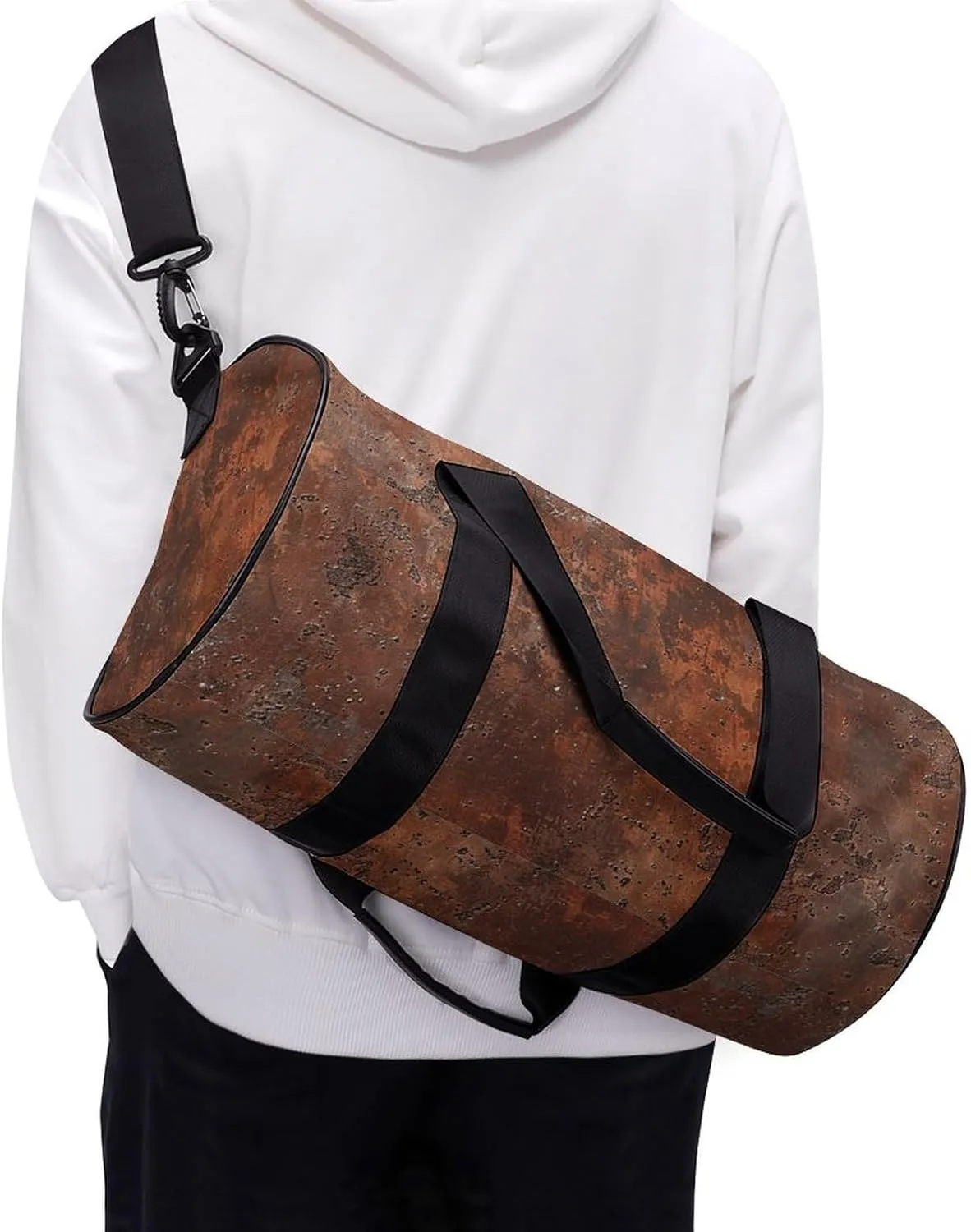 Duffel Bag for Men Women Gym Bag Rusty Metal Texture Travel Duffel Bag Waterproof Overnight Bag for Sports Workout