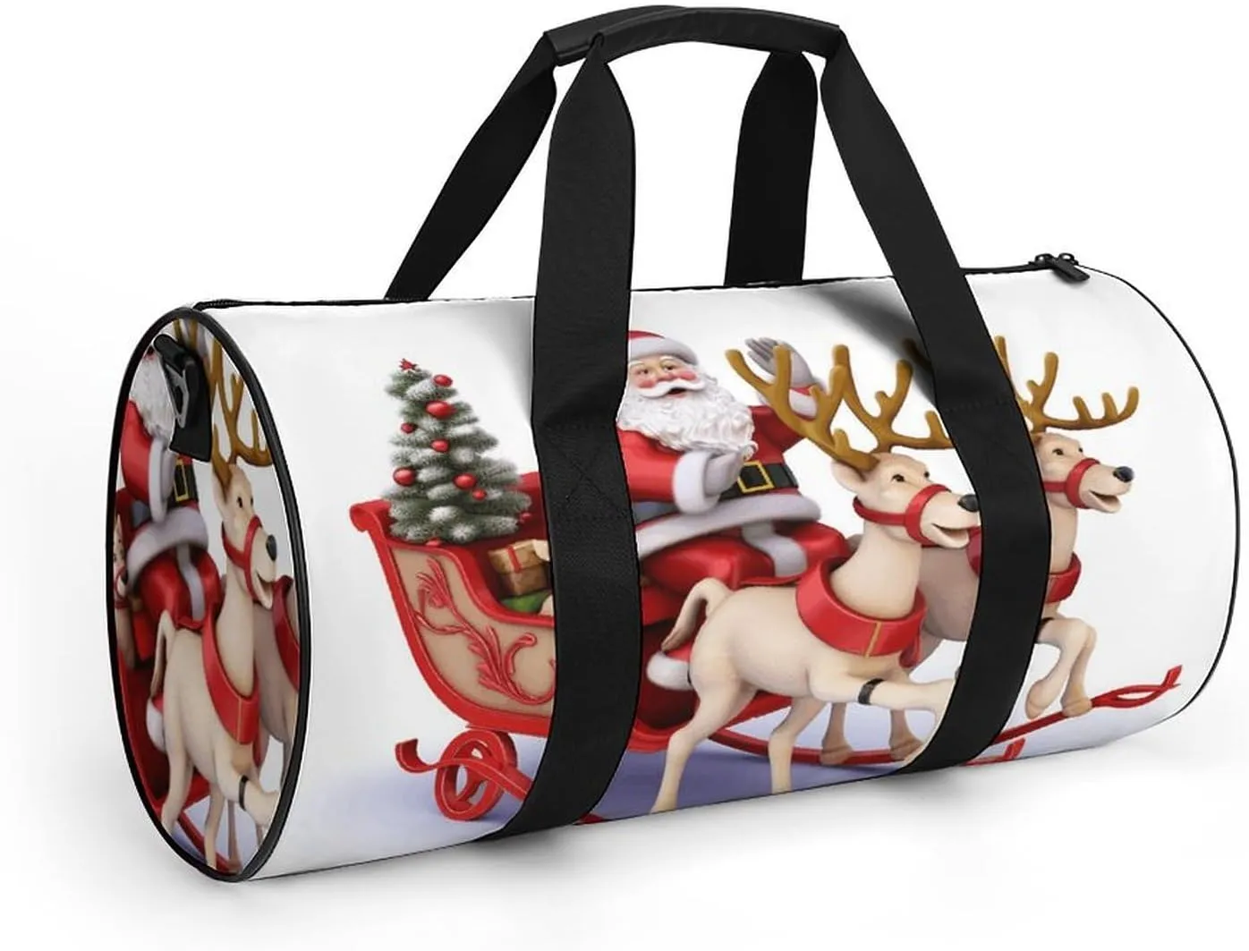 Duffel Bag for Men Women Gym Bag Santa Claus Reindeer Sled Travel Duffel Bag Waterproof Overnight Bag for Sports Workout