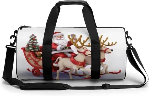 Duffel Bag for Men Women Gym Bag Santa Claus Reindeer Sled Travel Duffel Bag Waterproof Overnight Bag for Sports Workout