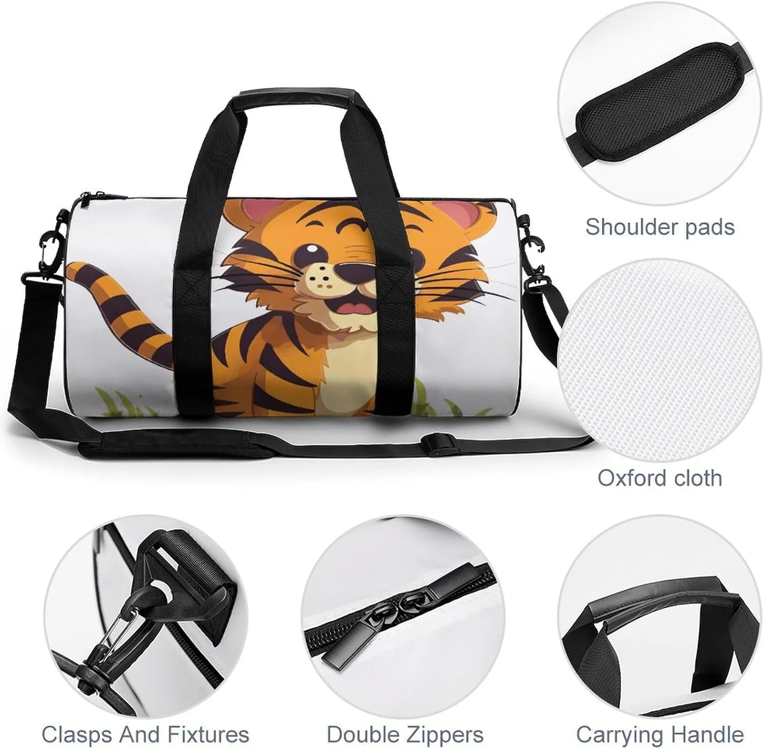 Duffel Bag for Men Women Gym Bag Spotted Tiger Travel Duffel Bag Waterproof Overnight Bag for Sports Workout