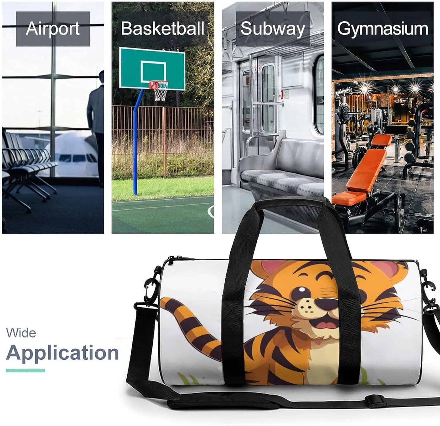 Duffel Bag for Men Women Gym Bag Spotted Tiger Travel Duffel Bag Waterproof Overnight Bag for Sports Workout
