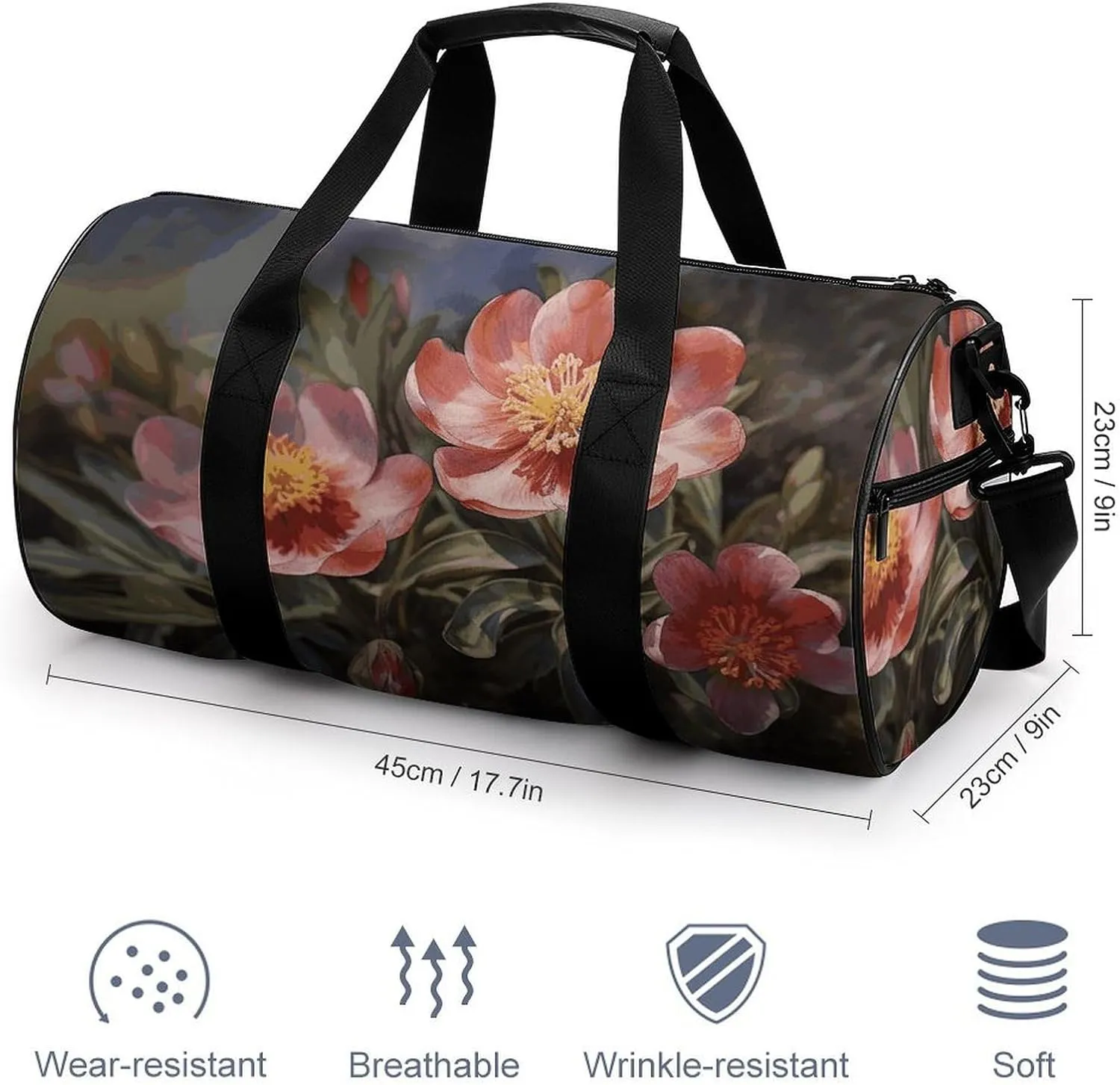 Duffel Bag for Men Women Gym Bag Spring Flower Travel Duffel Bag Waterproof Overnight Bag for Sports Workout