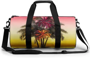 Duffel Bag for Men Women Gym Bag Tropical Flower Palm Tree Travel Duffel Bag Waterproof Overnight Bag for Sports Workout