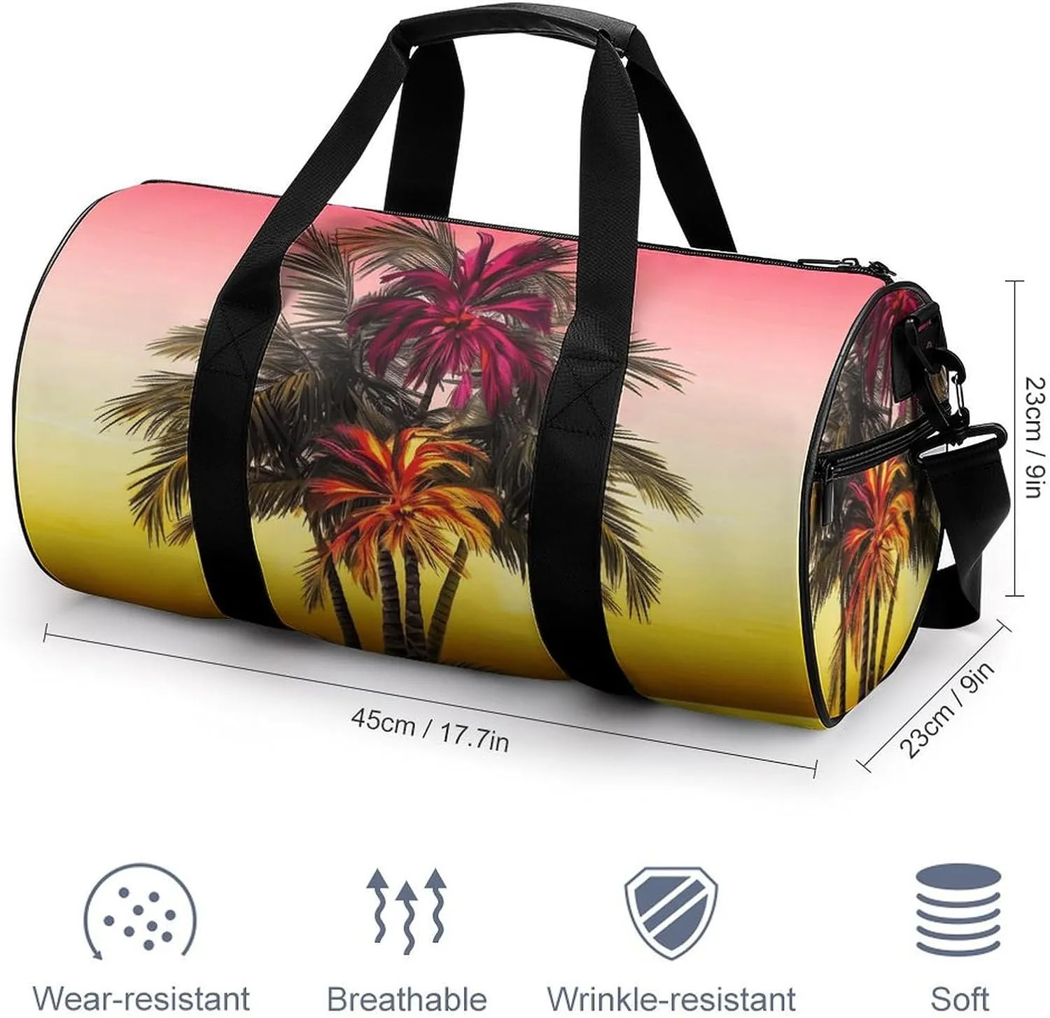 Duffel Bag for Men Women Gym Bag Tropical Flower Palm Tree Travel Duffel Bag Waterproof Overnight Bag for Sports Workout