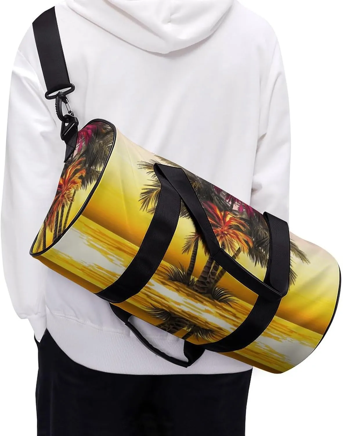 Duffel Bag for Men Women Gym Bag Tropical Flower Palm Tree Travel Duffel Bag Waterproof Overnight Bag for Sports Workout
