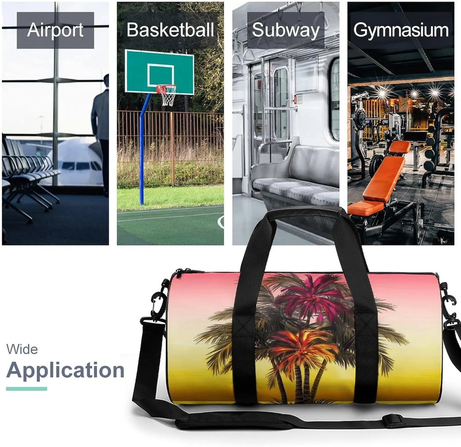 Duffel Bag for Men Women Gym Bag Tropical Flower Palm Tree Travel Duffel Bag Waterproof Overnight Bag for Sports Workout