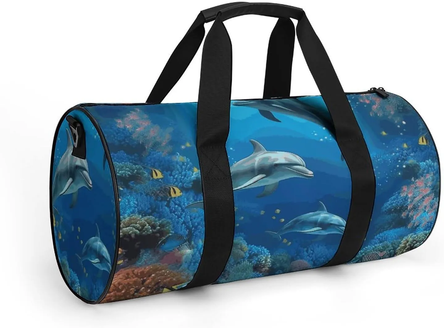 Duffel Bag for Men Women Gym Bag Underwater World Dolphins Coral Travel Duffel Bag Waterproof Overnight Bag for Sports Workout