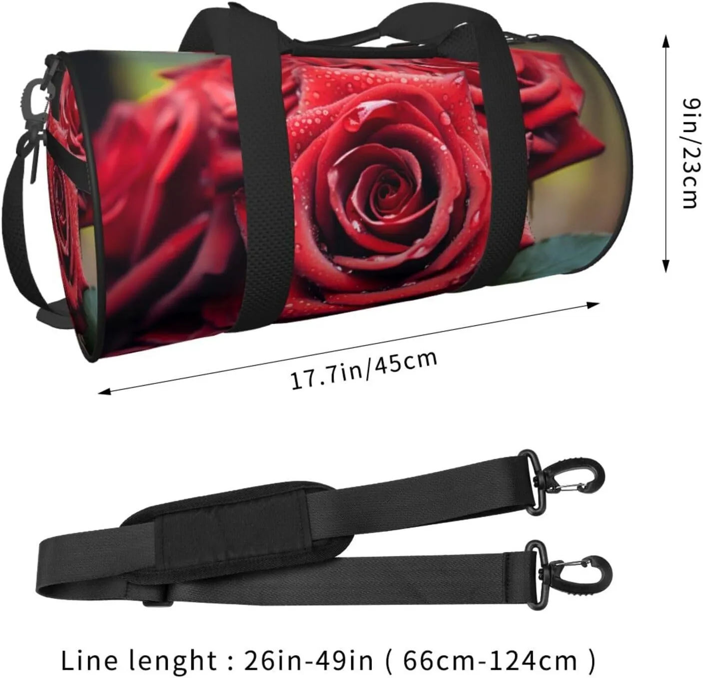 Duffel Bag for Men Women Small Gym Bag Beautiful Red Rose Travel Duffel Bag Waterproof Overnight Bag for Sports Workout