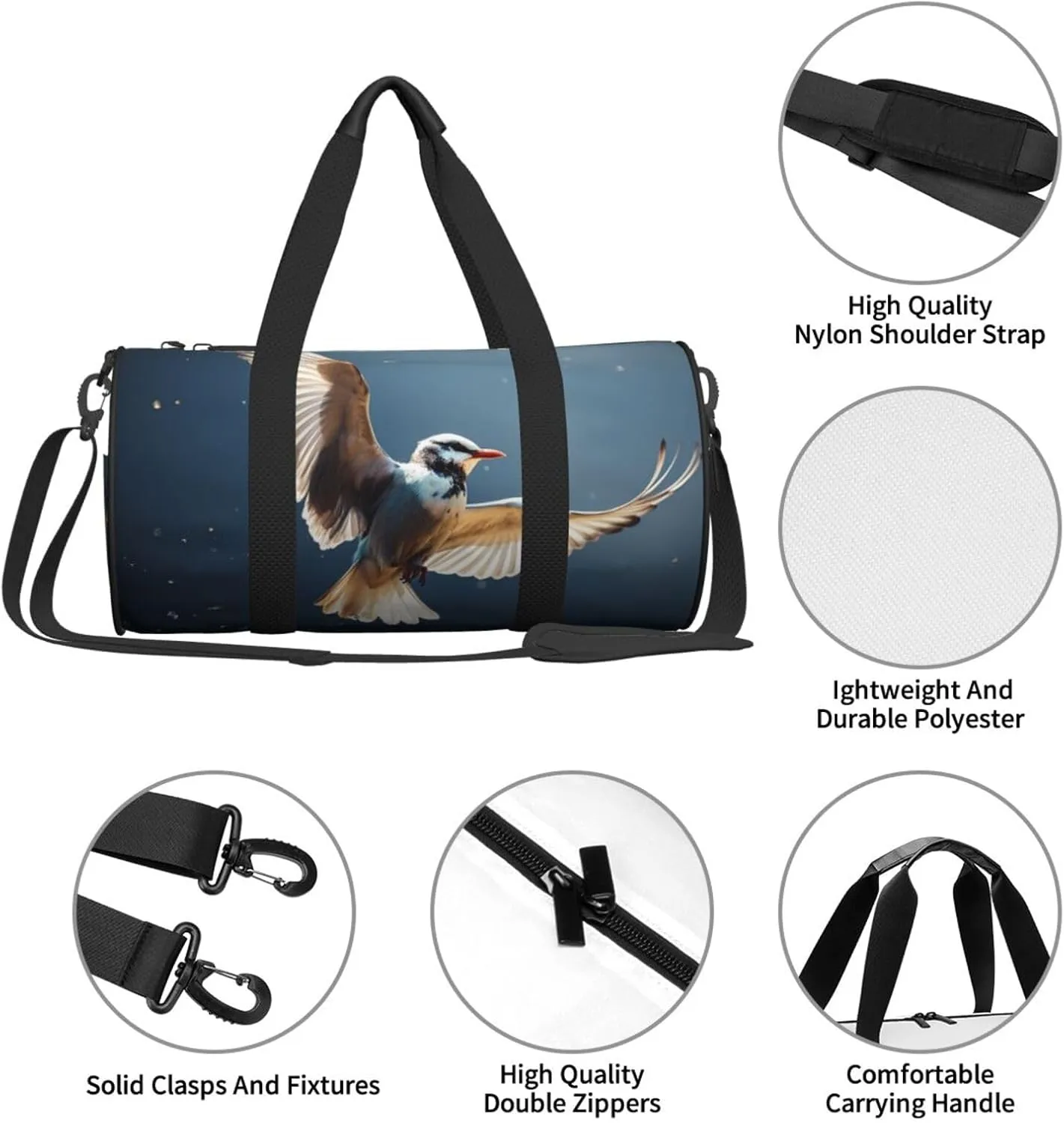 Duffel Bag for Men Women Small Gym Bag Bird migration Travel Duffel Bag Waterproof Overnight Bag for Sports Workout