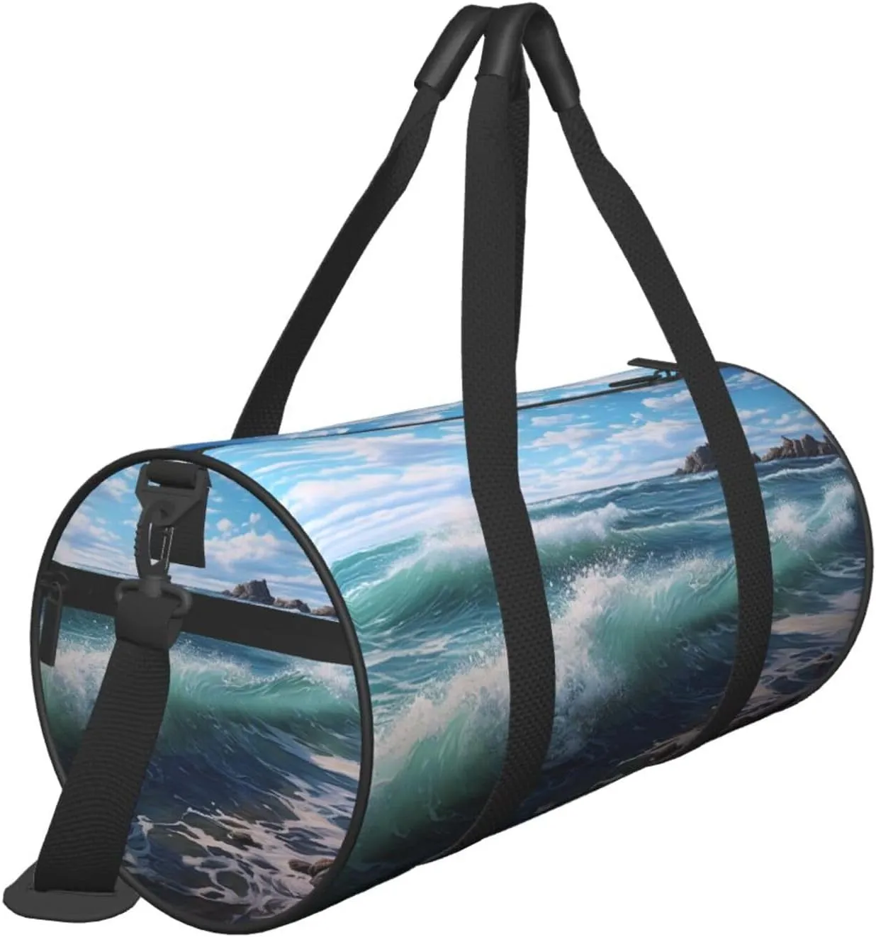 Duffel Bag for Men Women Small Gym Bag Blue Sea Landscape Travel Duffel Bag Waterproof Overnight Bag for Sports Workout