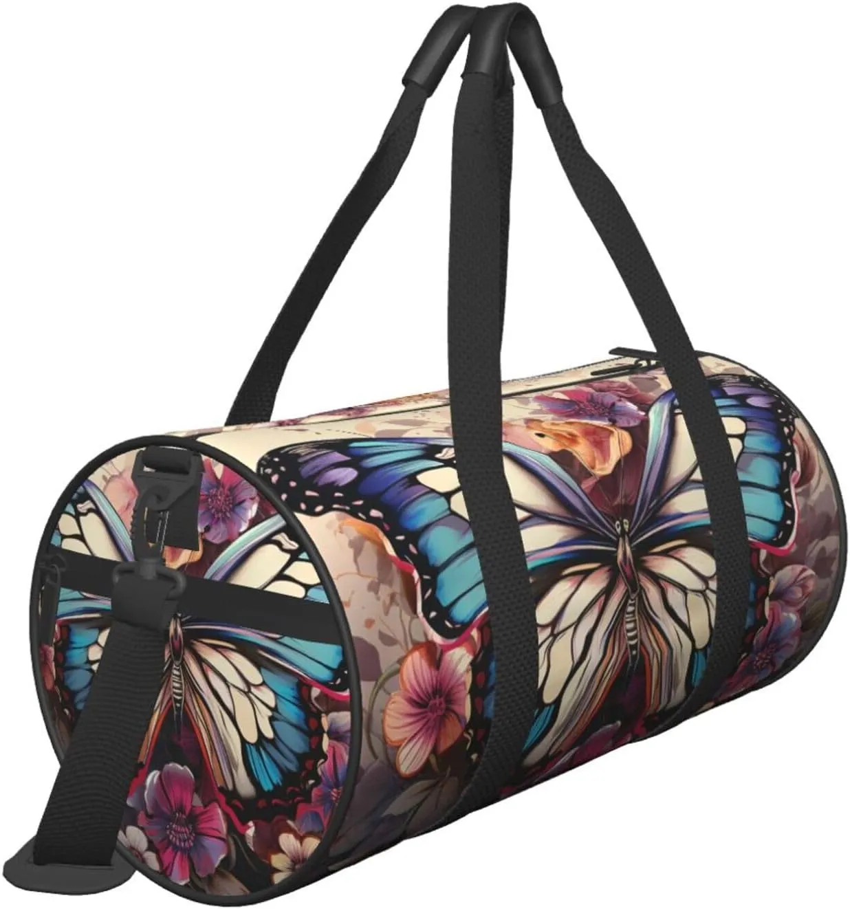 Duffel Bag for Men Women Small Gym Bag Butterfly Floral Travel Duffel Bag Waterproof Overnight Bag for Sports Workout