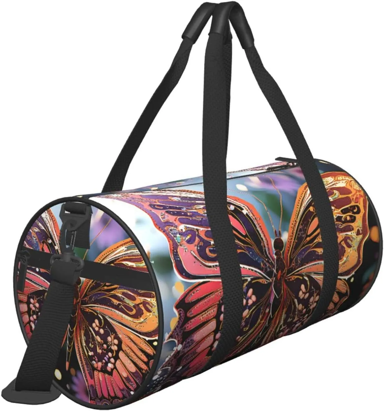 Duffel Bag for Men Women Small Gym Bag Butterfly Flower Travel Duffel Bag Waterproof Overnight Bag for Sports Workout
