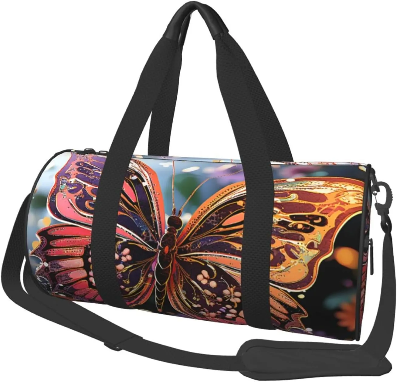 Duffel Bag for Men Women Small Gym Bag Butterfly Flower Travel Duffel Bag Waterproof Overnight Bag for Sports Workout