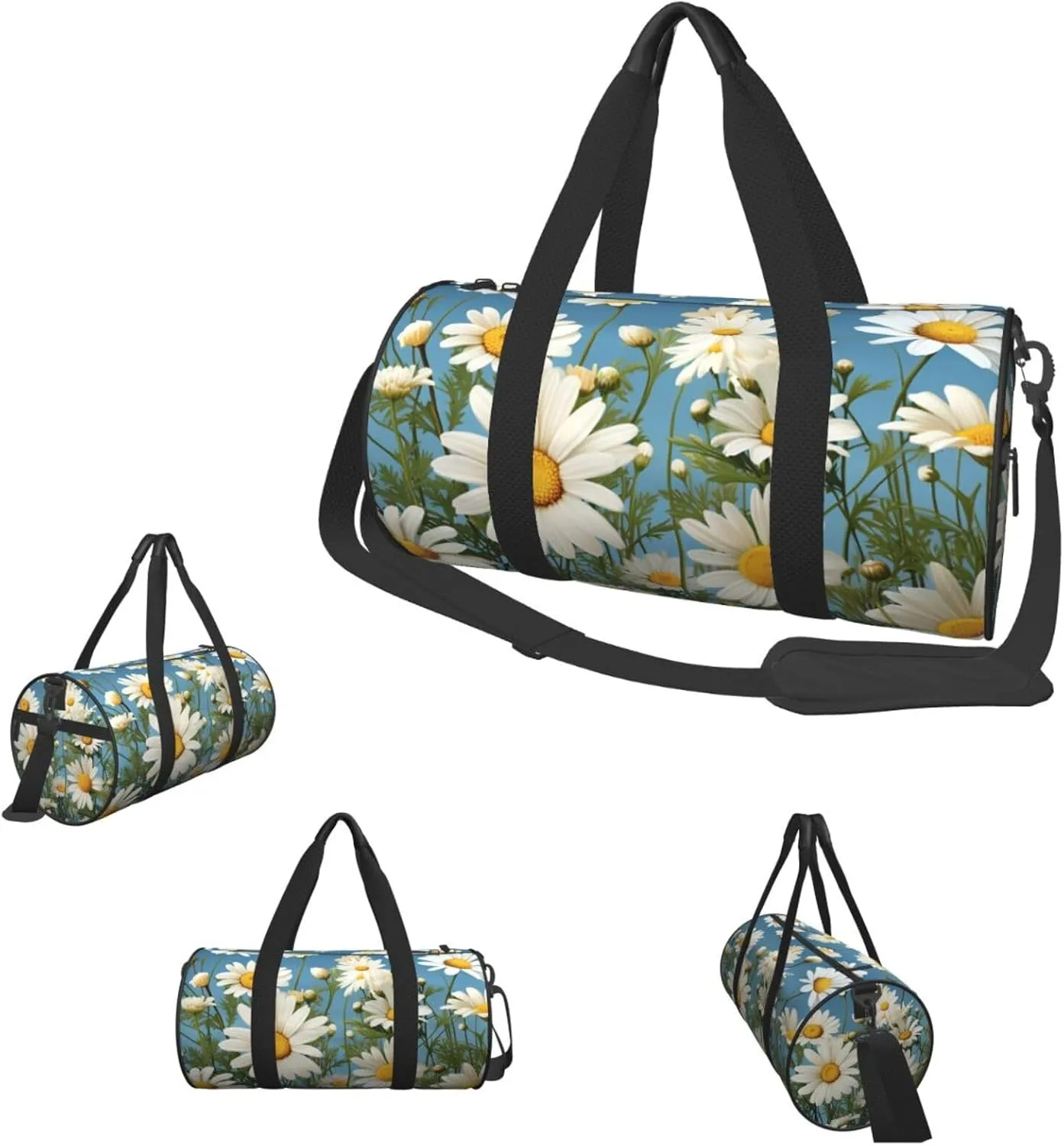 Duffel Bag for Men Women Small Gym Bag Camomile pattern Travel Duffel Bag Waterproof Overnight Bag for Sports Workout