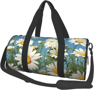 Duffel Bag for Men Women Small Gym Bag Camomile pattern Travel Duffel Bag Waterproof Overnight Bag for Sports Workout