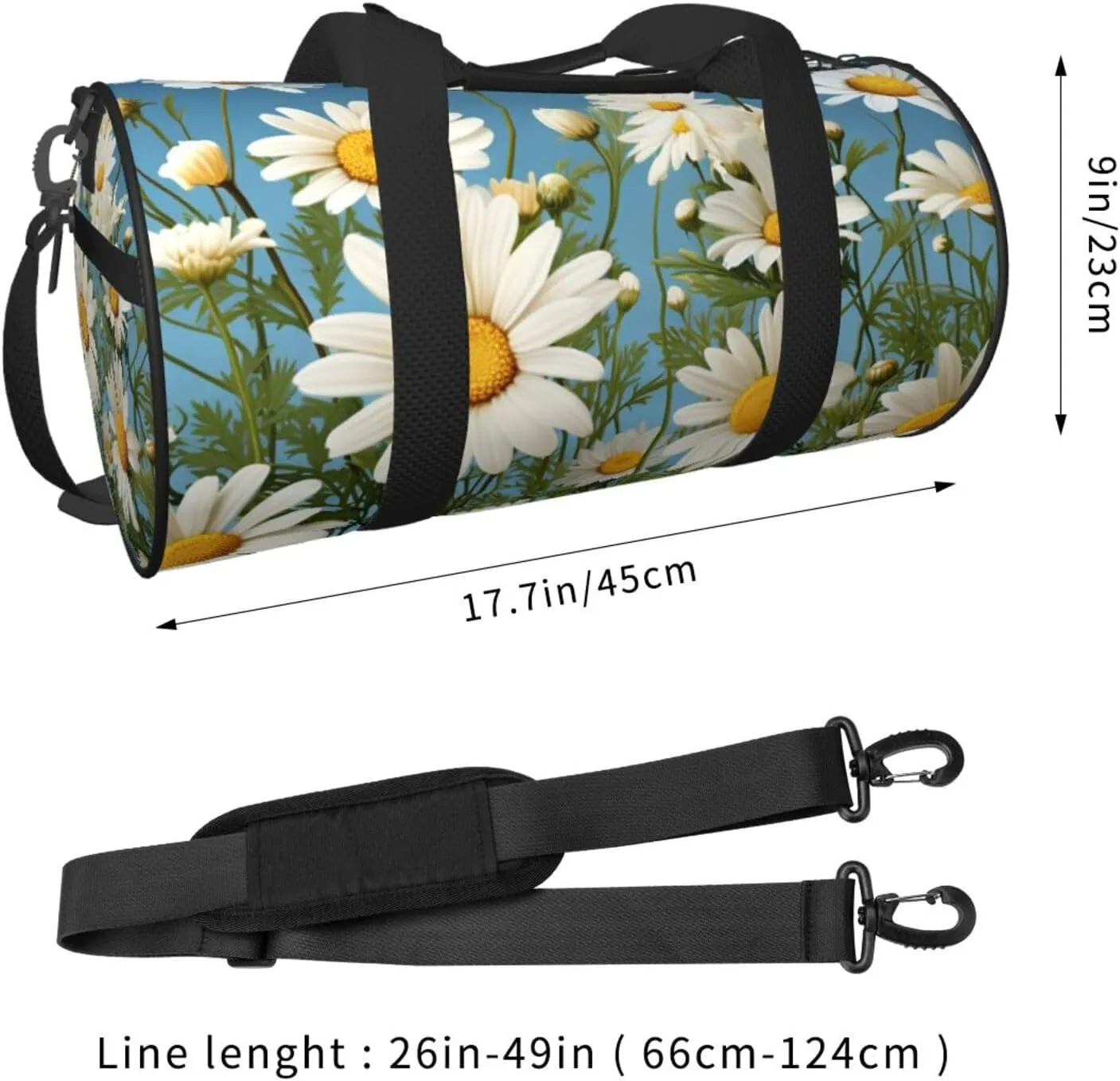 Duffel Bag for Men Women Small Gym Bag Camomile pattern Travel Duffel Bag Waterproof Overnight Bag for Sports Workout