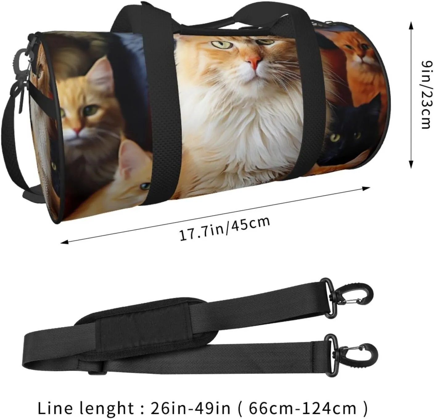 Duffel Bag for Men Women Small Gym Bag Cats Animal Travel Duffel Bag Waterproof Overnight Bag for Sports Workout