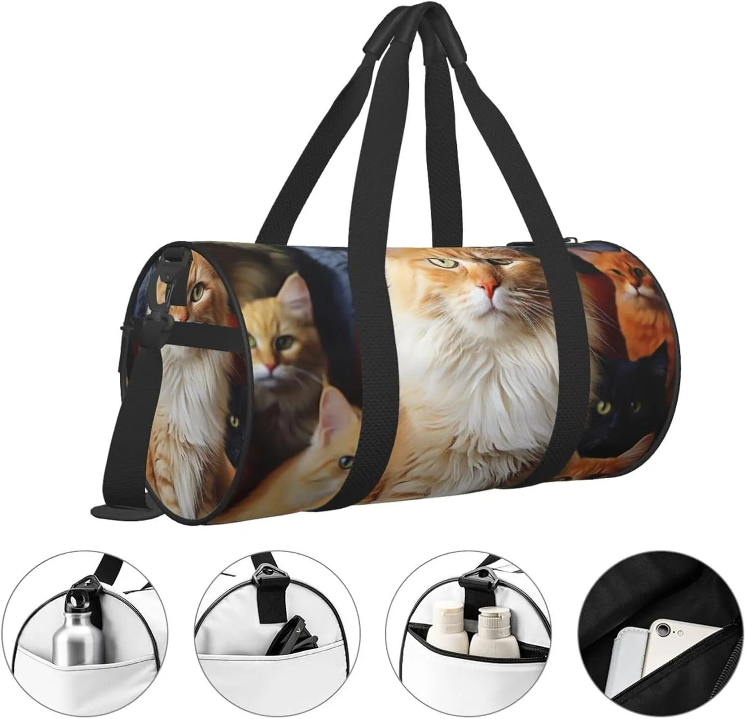 Duffel Bag for Men Women Small Gym Bag Cats Animal Travel Duffel Bag Waterproof Overnight Bag for Sports Workout