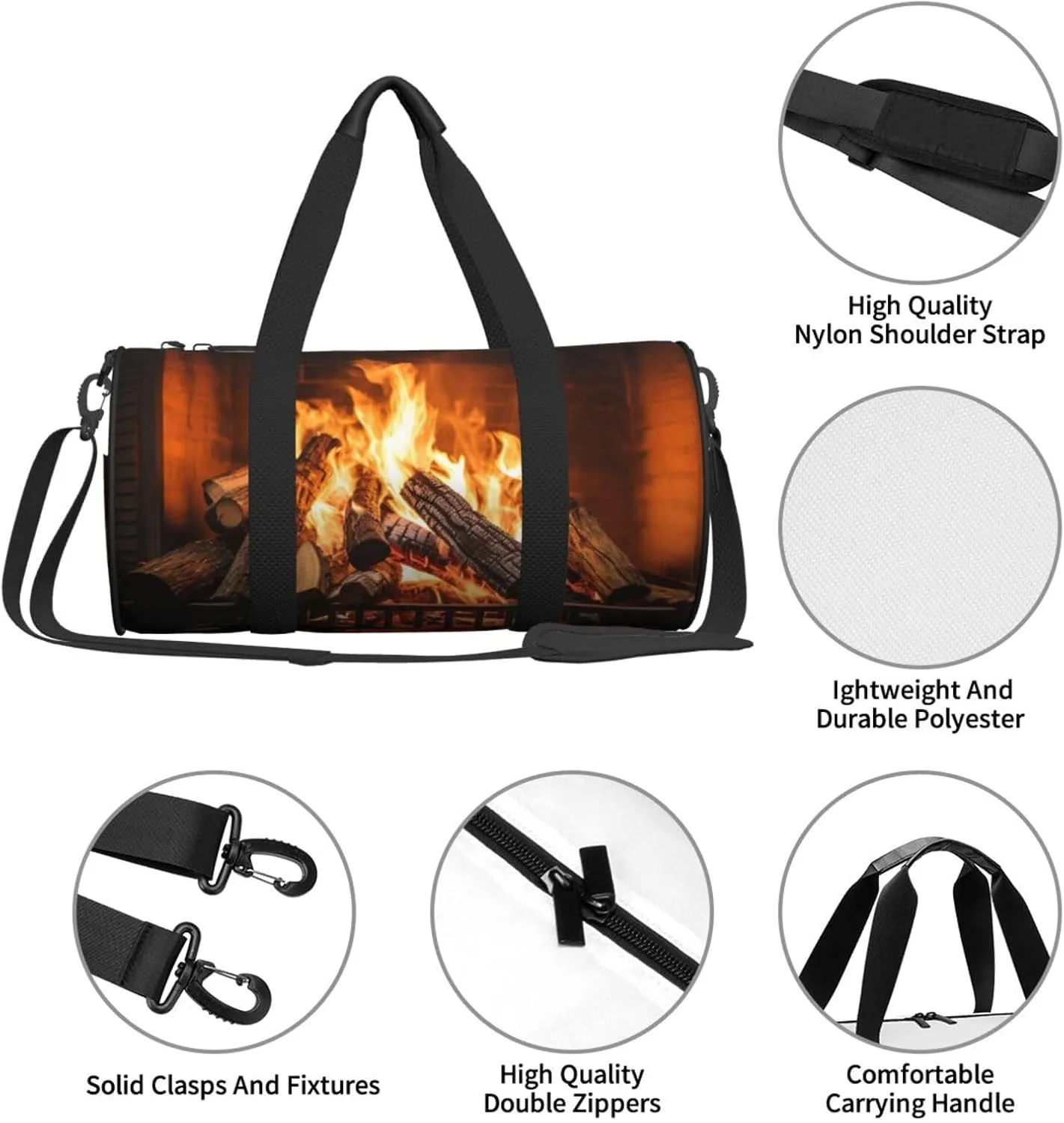 Duffel Bag for Men Women Small Gym Bag Firewood Large Fireplace Travel Duffel Bag Waterproof Overnight Bag for Sports Workout