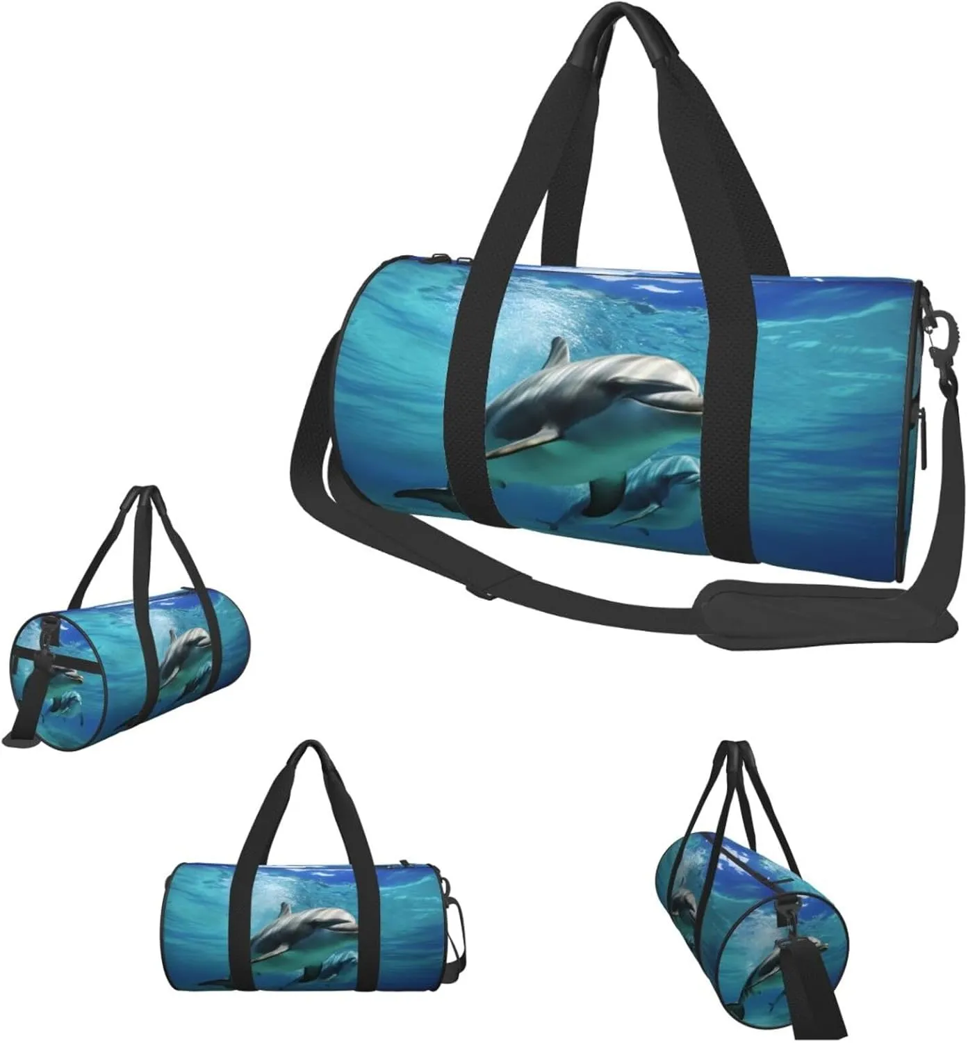 Duffel Bag for Men Women Small Gym Bag Marine dolphin Travel Duffel Bag Waterproof Overnight Bag for Sports Workout