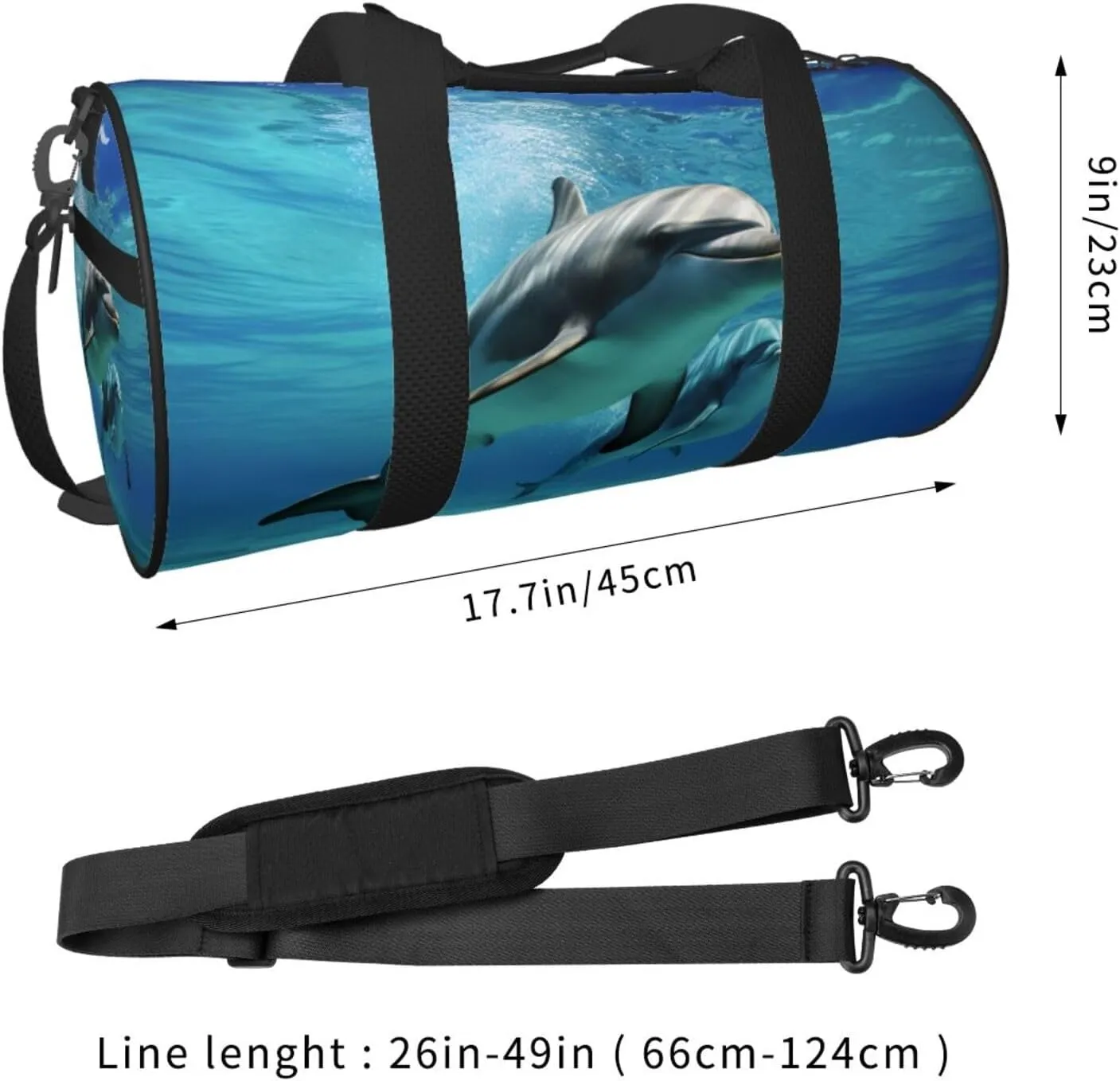 Duffel Bag for Men Women Small Gym Bag Marine dolphin Travel Duffel Bag Waterproof Overnight Bag for Sports Workout