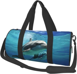 Duffel Bag for Men Women Small Gym Bag Marine dolphin Travel Duffel Bag Waterproof Overnight Bag for Sports Workout